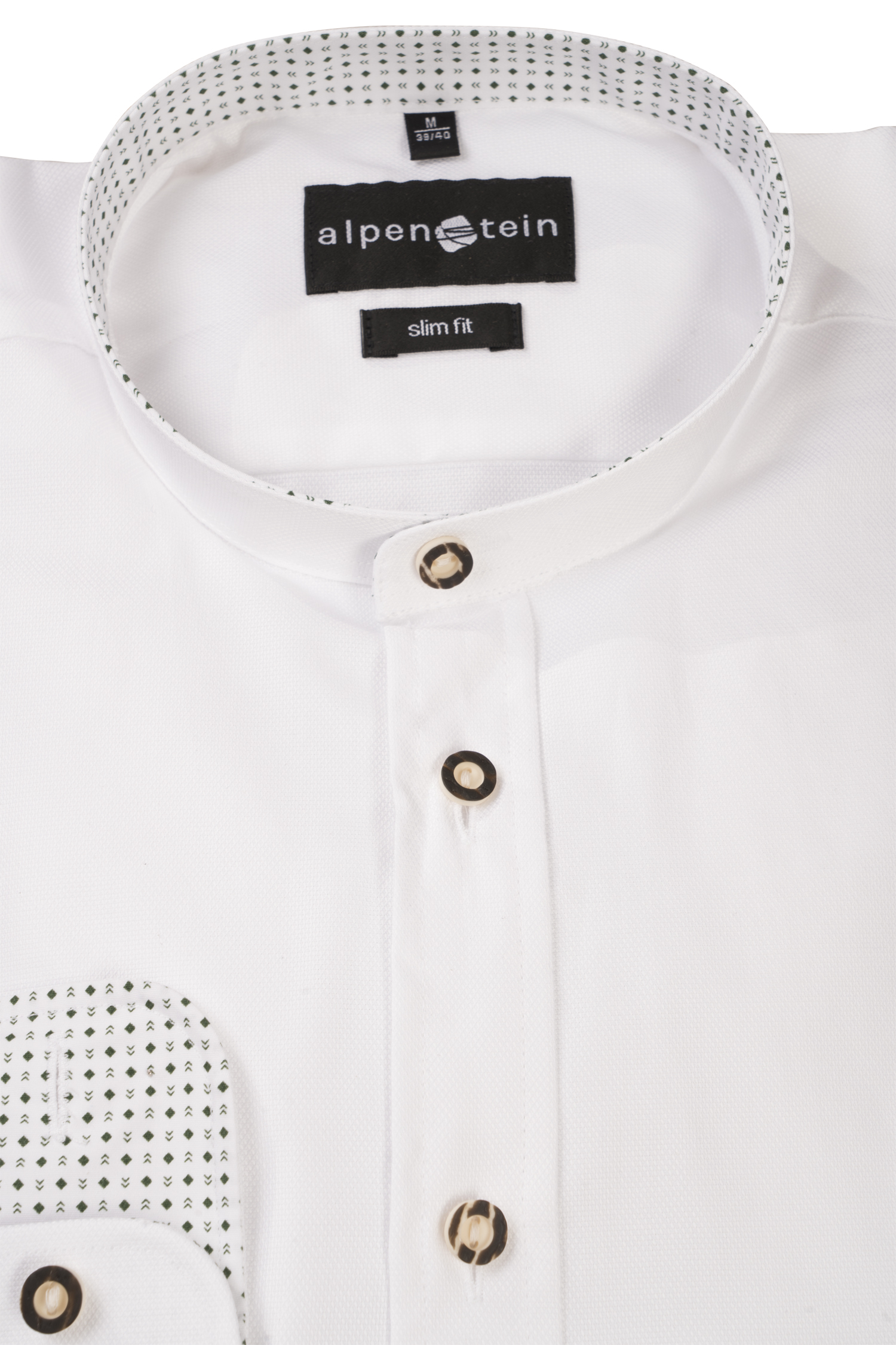 1504-0016-gn5-23-08-1801973 Trachtenhemd Müller mit grünen Akzenten - Detail Kragen