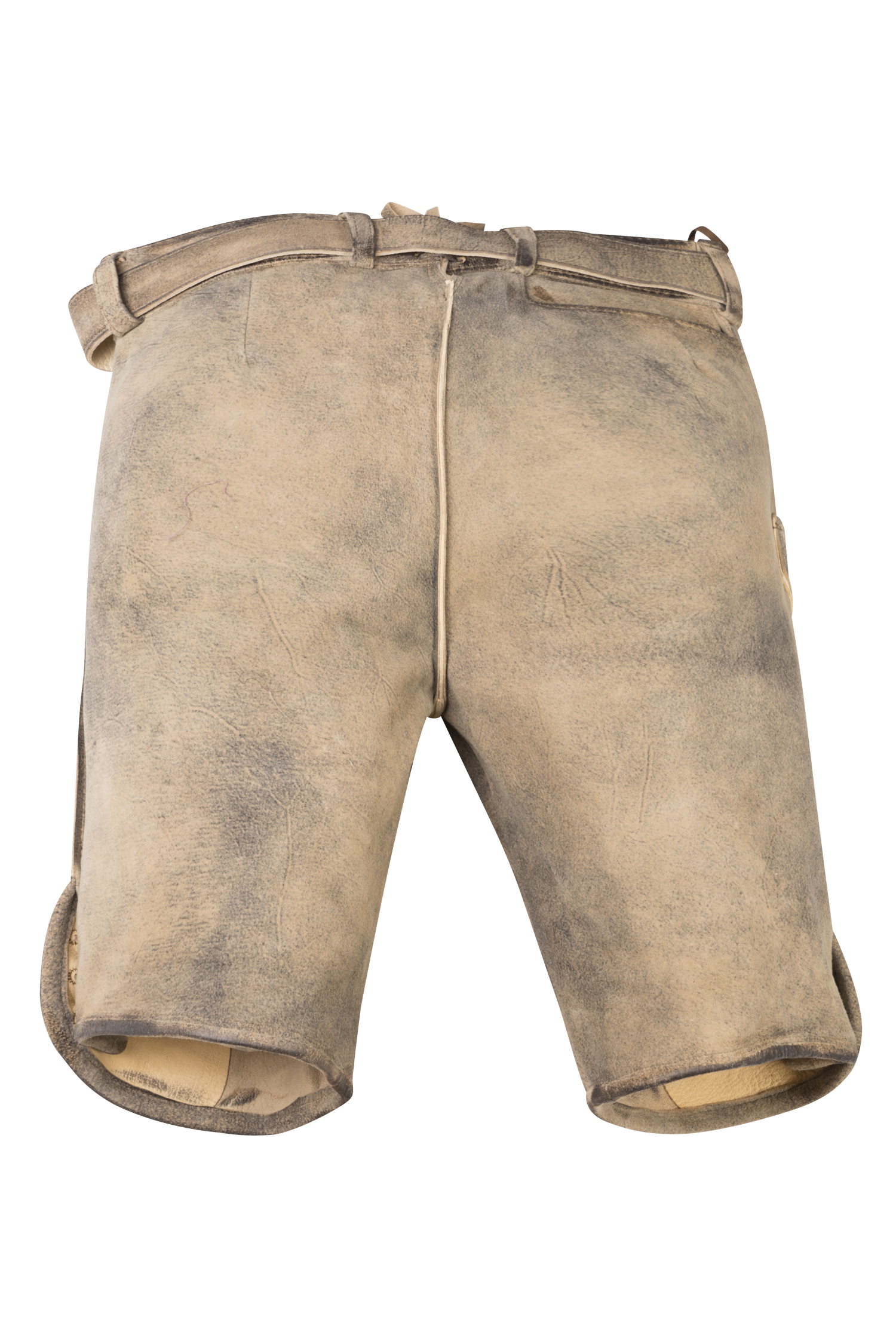 1613-1044-1bl-23-08-14-01767 Kurze Lederhose mit blau / grauem Stickbild - Rückansicht