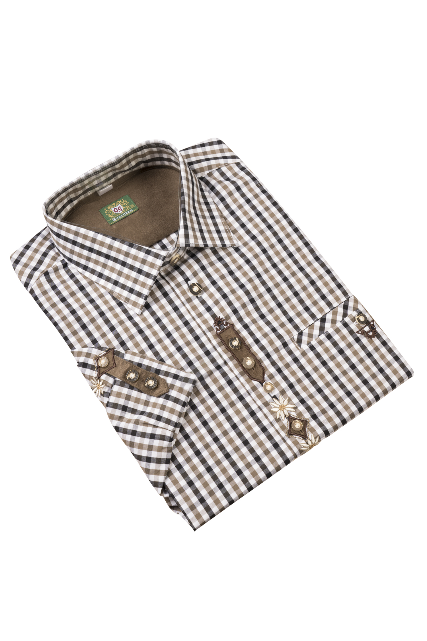 1526-1040-br3-23-08-2402683 Trachtenhemd kariert mit Krämpelärmel