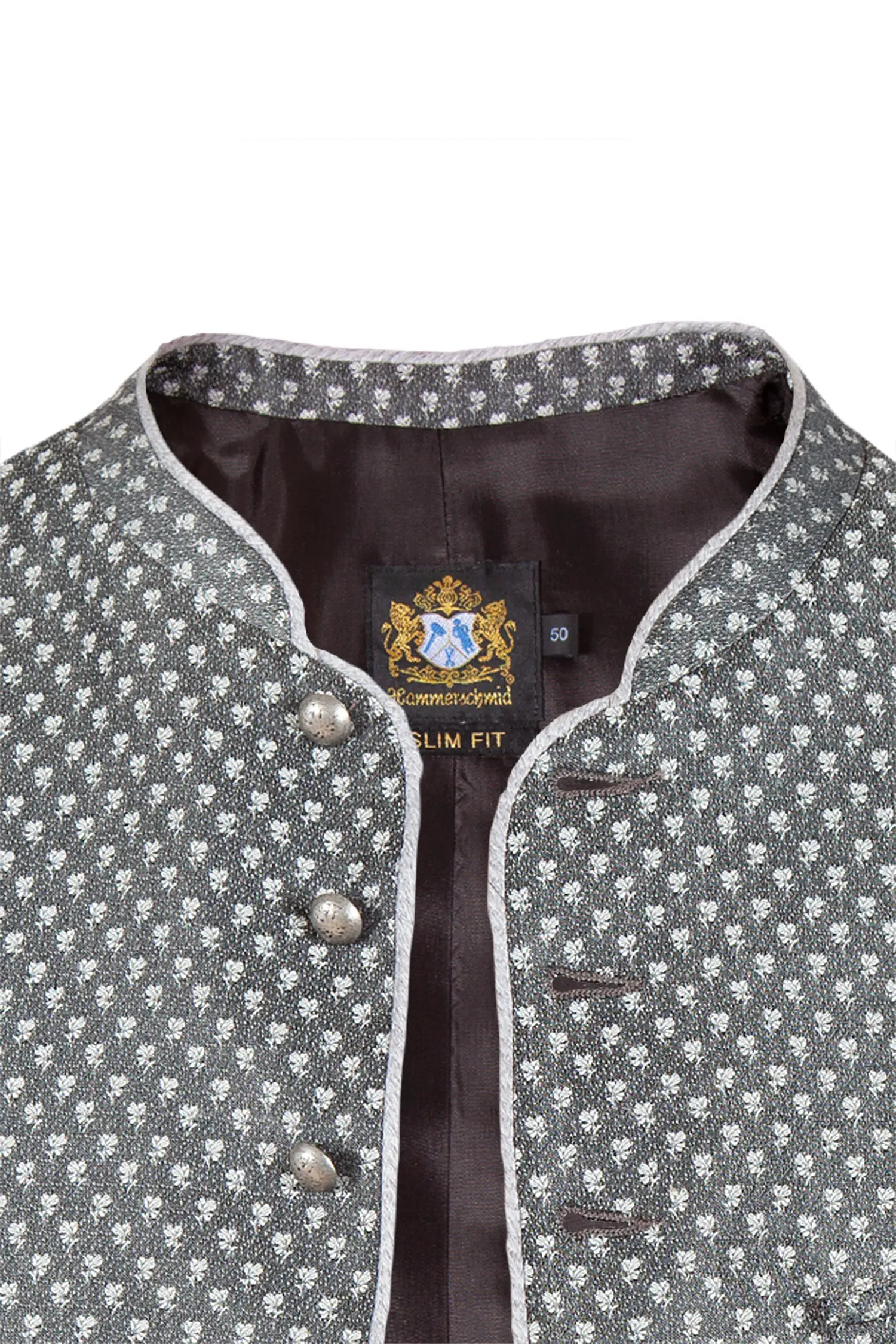 Trachtenweste Erik in grau / schwarz von Hammerschmid - Detail Knöpfe