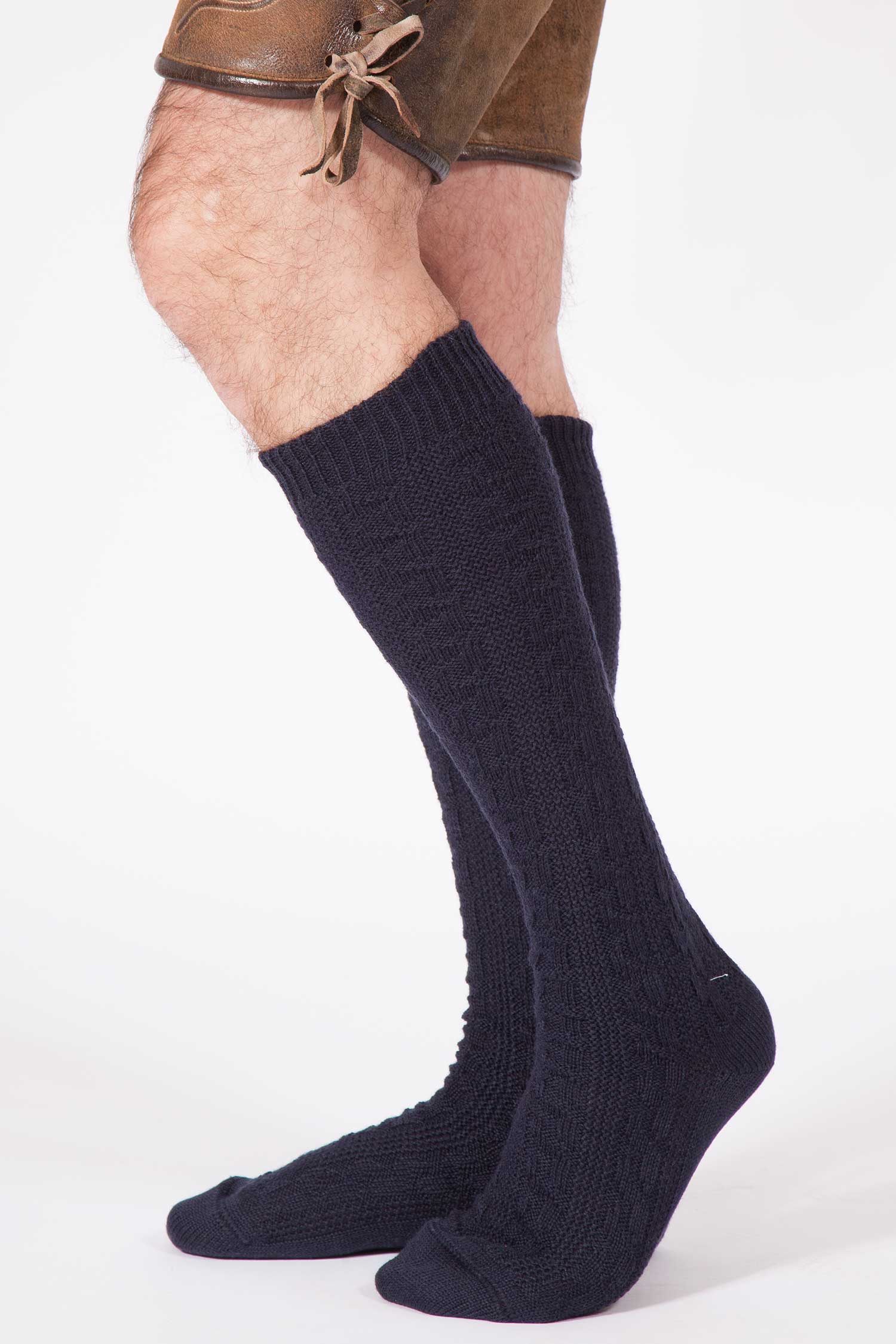 Trachten Bundhosenstrümpfe in dunkelblau Herren Trachten Kniestrümpfe aus Wolle in dunkelblau