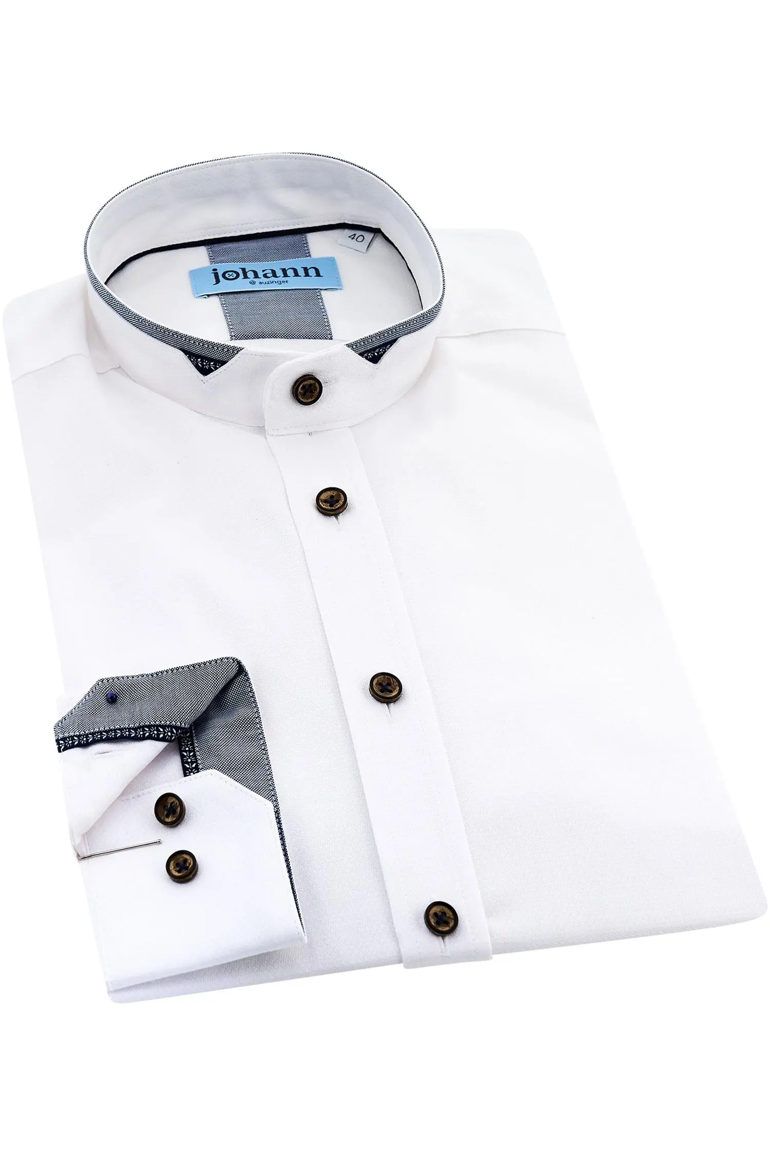 Johann Trachtenhemd in weiß mit Stehkragen Trachtenhemd weiß