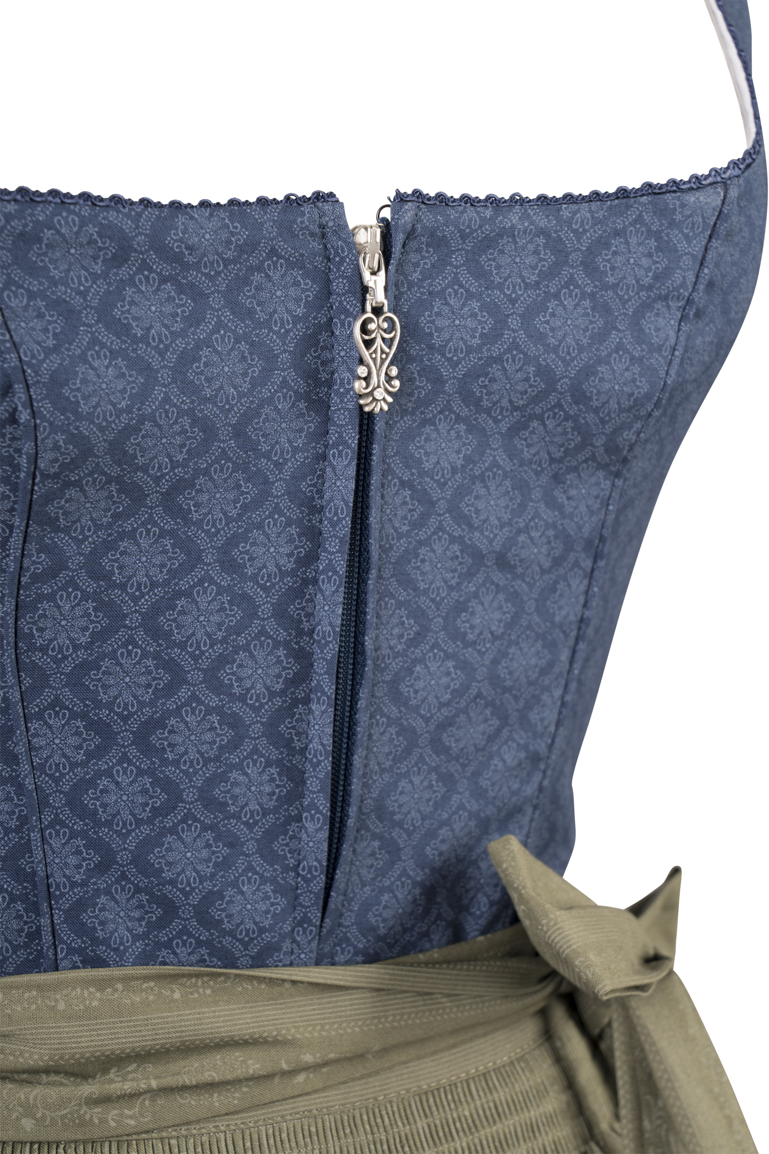 3091-1532-bl8-23-08-2202527 Dirndl Leonie in dunkelblau - Detail Mieder