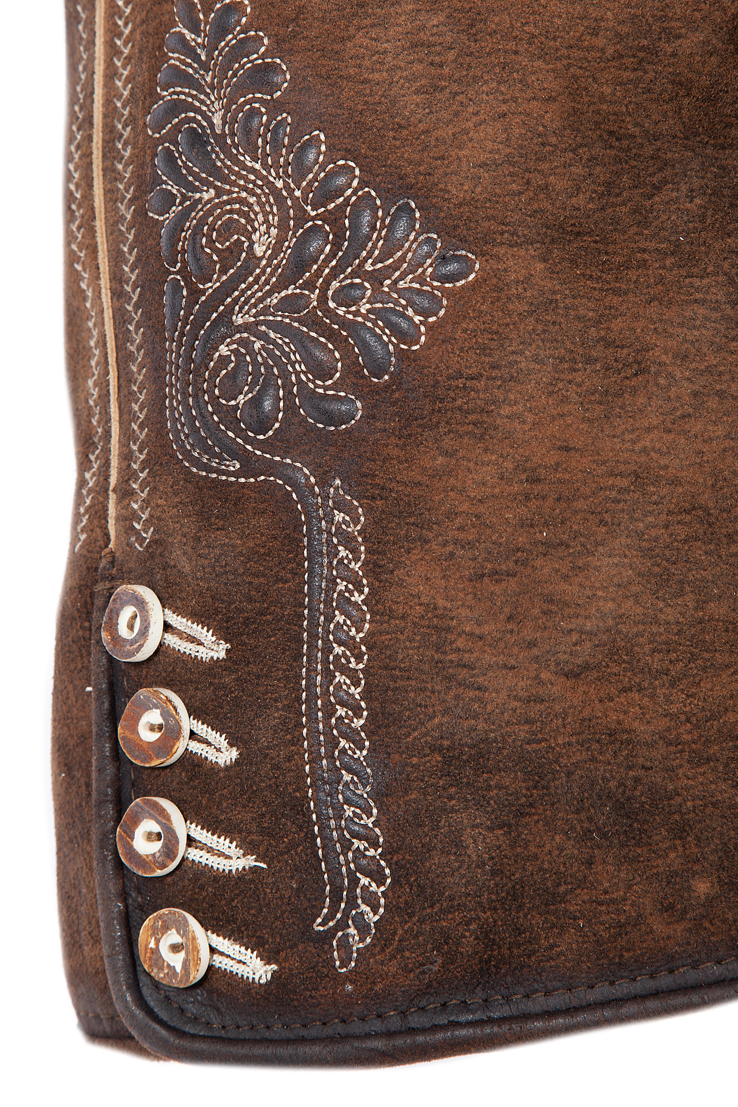 1610-1273-3na-22-06f-0727 Kurze Lederhose Bertl in stein - Detail Bein