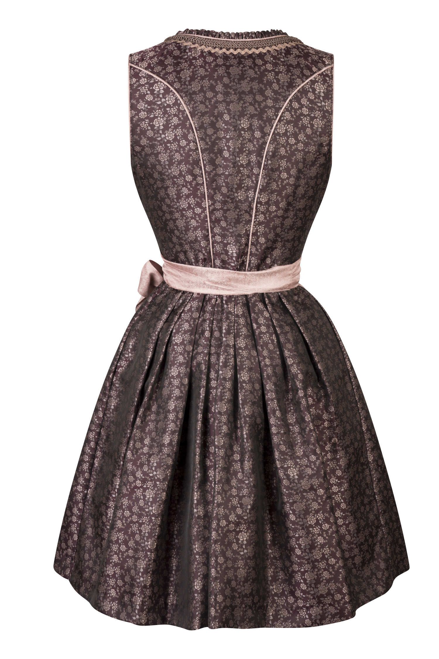 3086-1343-rt8-24-02-2204442 Dirndl Daniela in Weinrot und Rosa Schürze Rückansicht