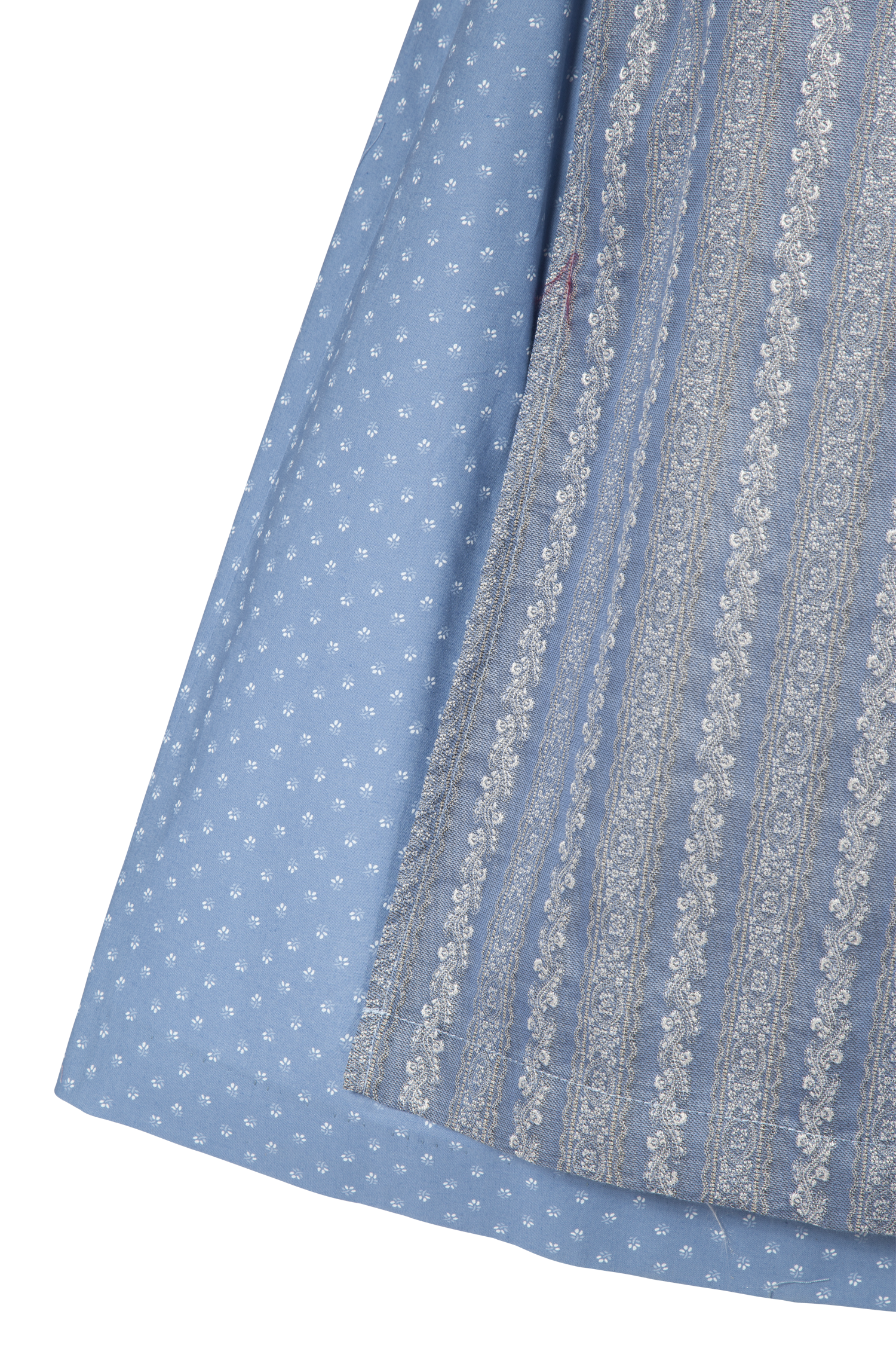 3094-1276-bl3-23-05-q9619 Dirndl Berta in blau und Leinen-Mieder - Detail Rock