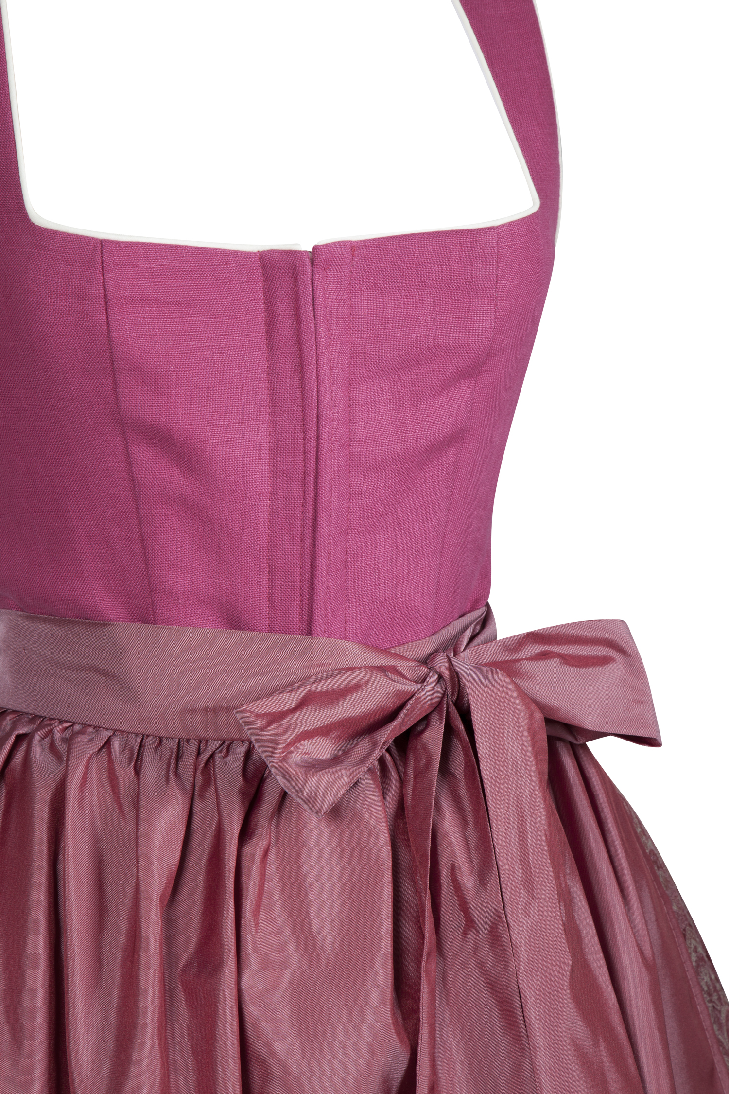 3098-0347-RO8-23-06-a0313 Wiesn Dirndl in pink mit schimmernder Schürze - Detail Mieder