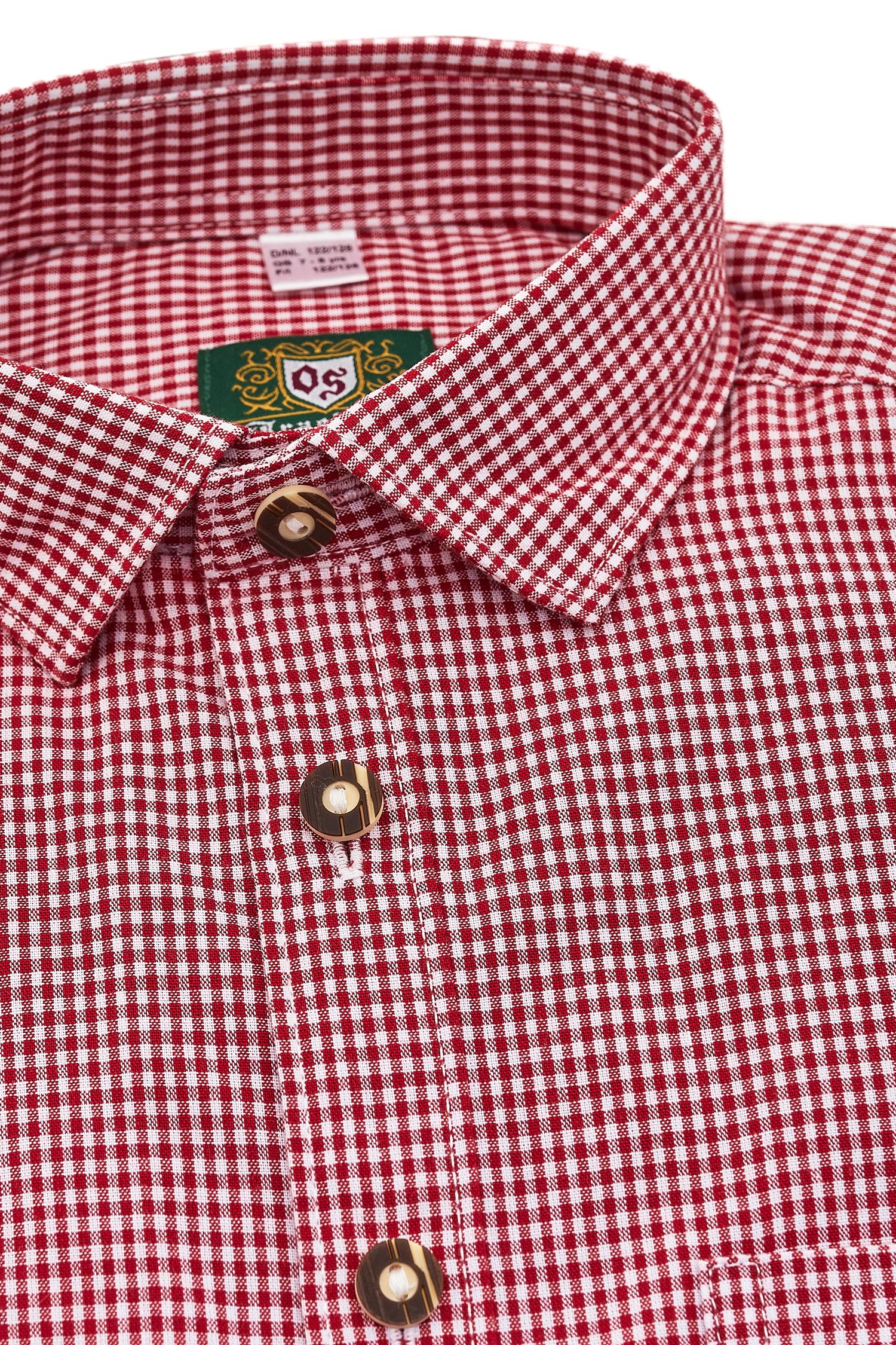 Kinderhemd von OS Trachten in Rot/Weiß kariert
