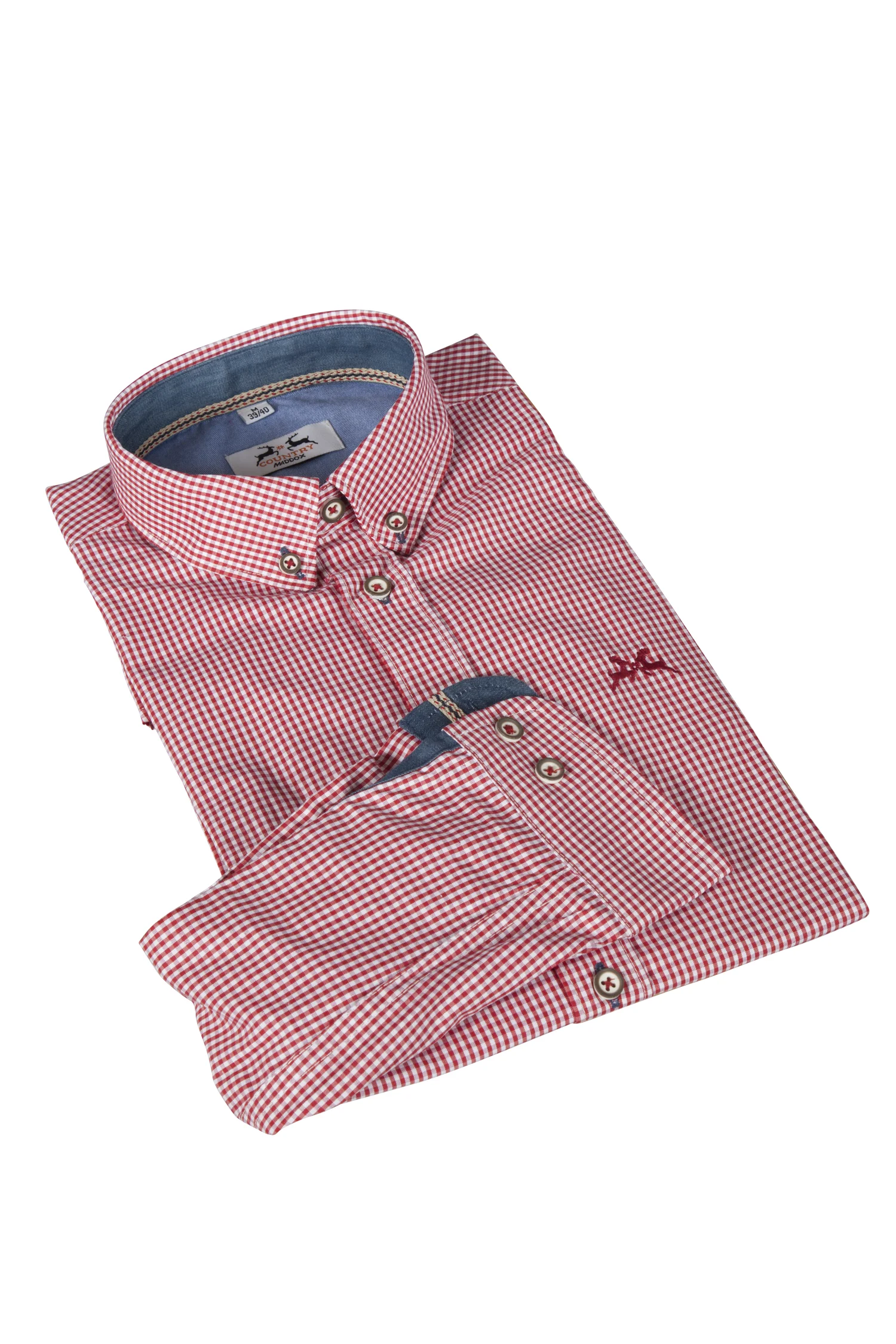 1523-2365-RT5-23-05-q9606 Trachtenhemd in rot/weiß kariert