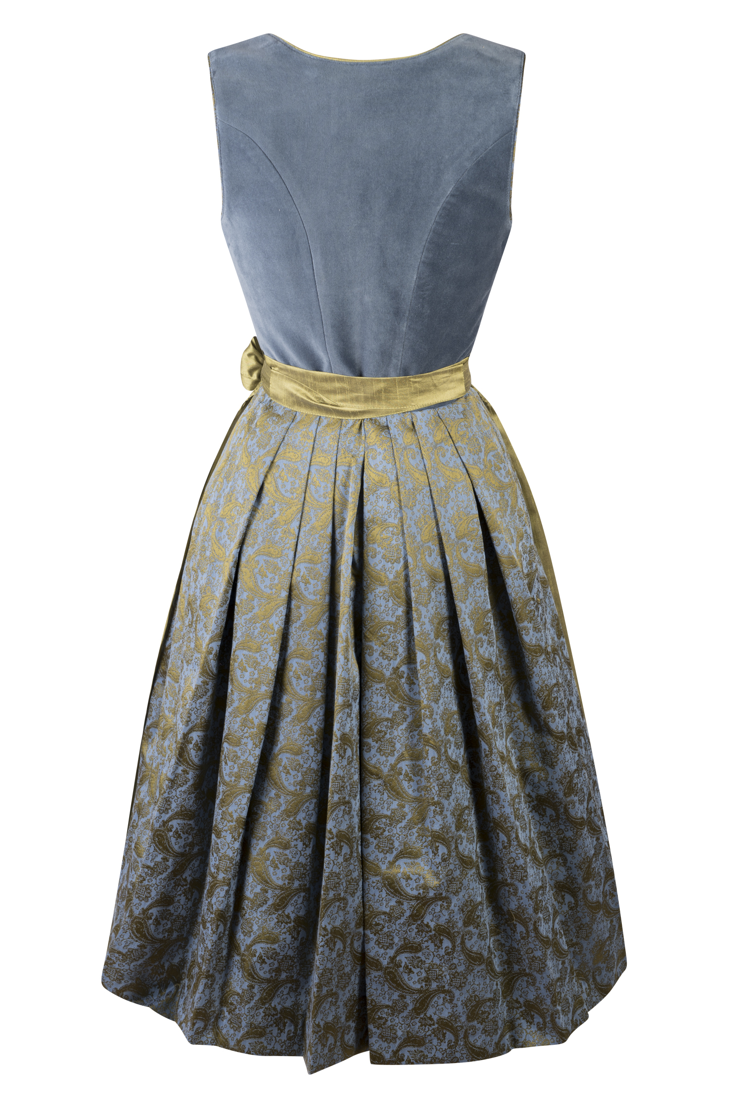 3097-1761-bl4-23-08-2202541 Samtdirndl Joanne in blau / grün - Rückansicht