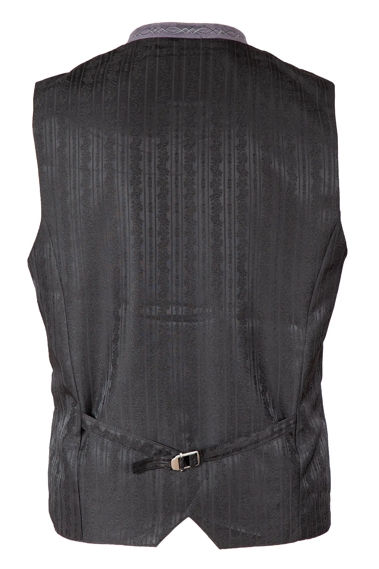 Trachtenweste Fabricio aus Loden in anthrazit und Samtkragen hinten