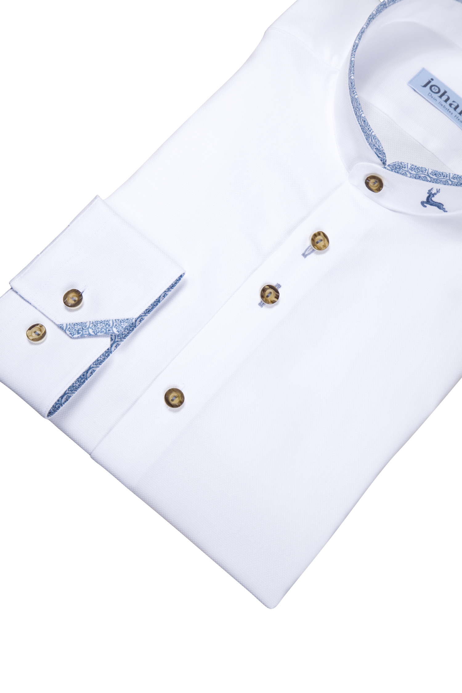 1506-0029-bl4-23-11-300008 Oxford Trachtenhemd weiß / blau - Detail Ärmel