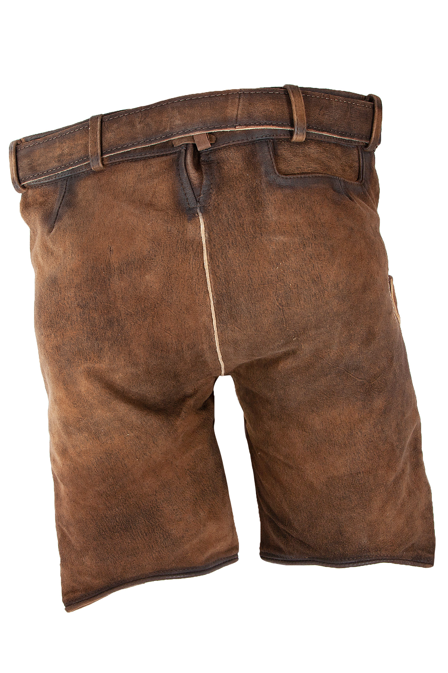 1610-1273-3na-22-06f-0730 Kurze Lederhose Bertl in stein - Rückansicht