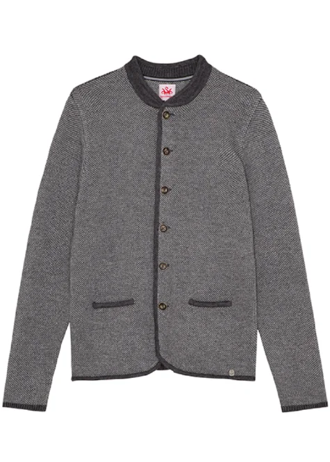 Strickjacke Felicio in dunkelblau von Spieth&Wensky Herrenstrickjacke grau braun