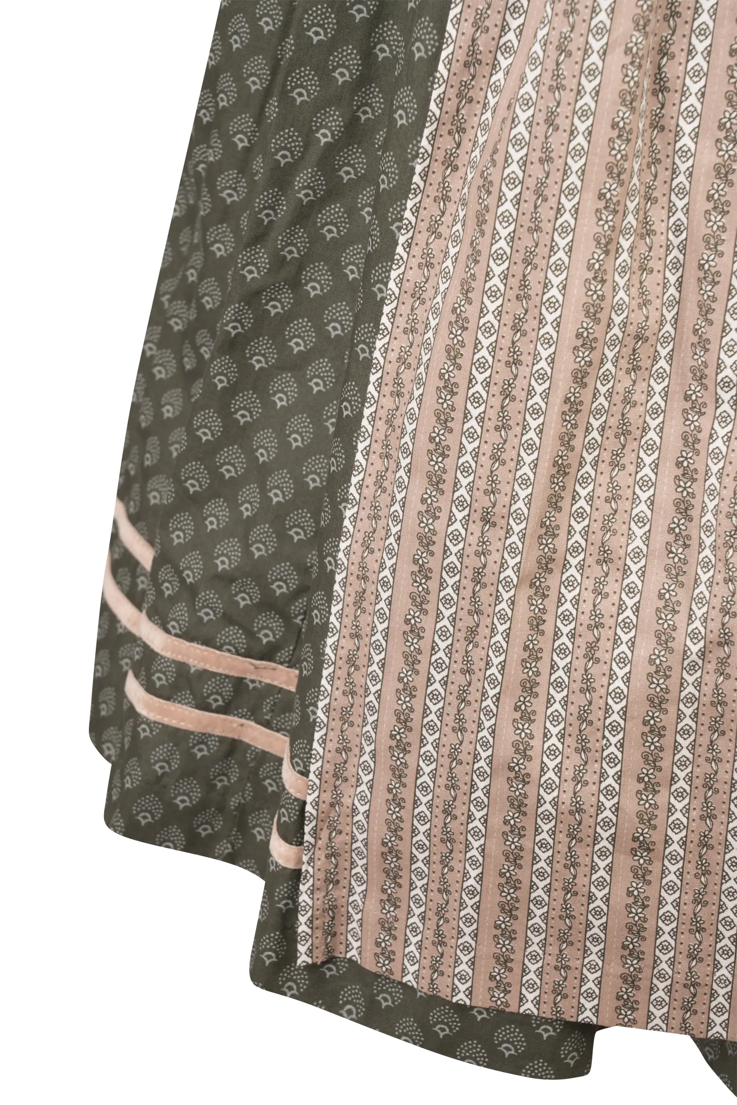 Dirndl Luzie in grün / altrosa mit Schließe - Detail Rock