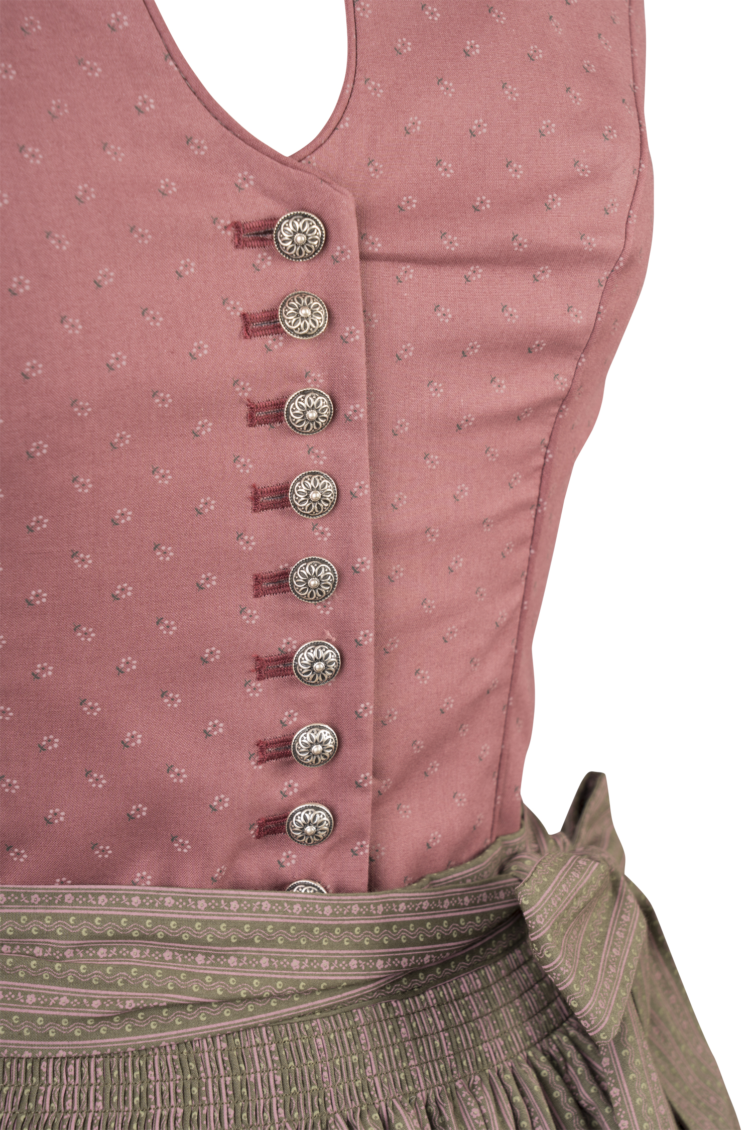 Traditionelles Dirndl Manuela in altrosa - Detail Mieder