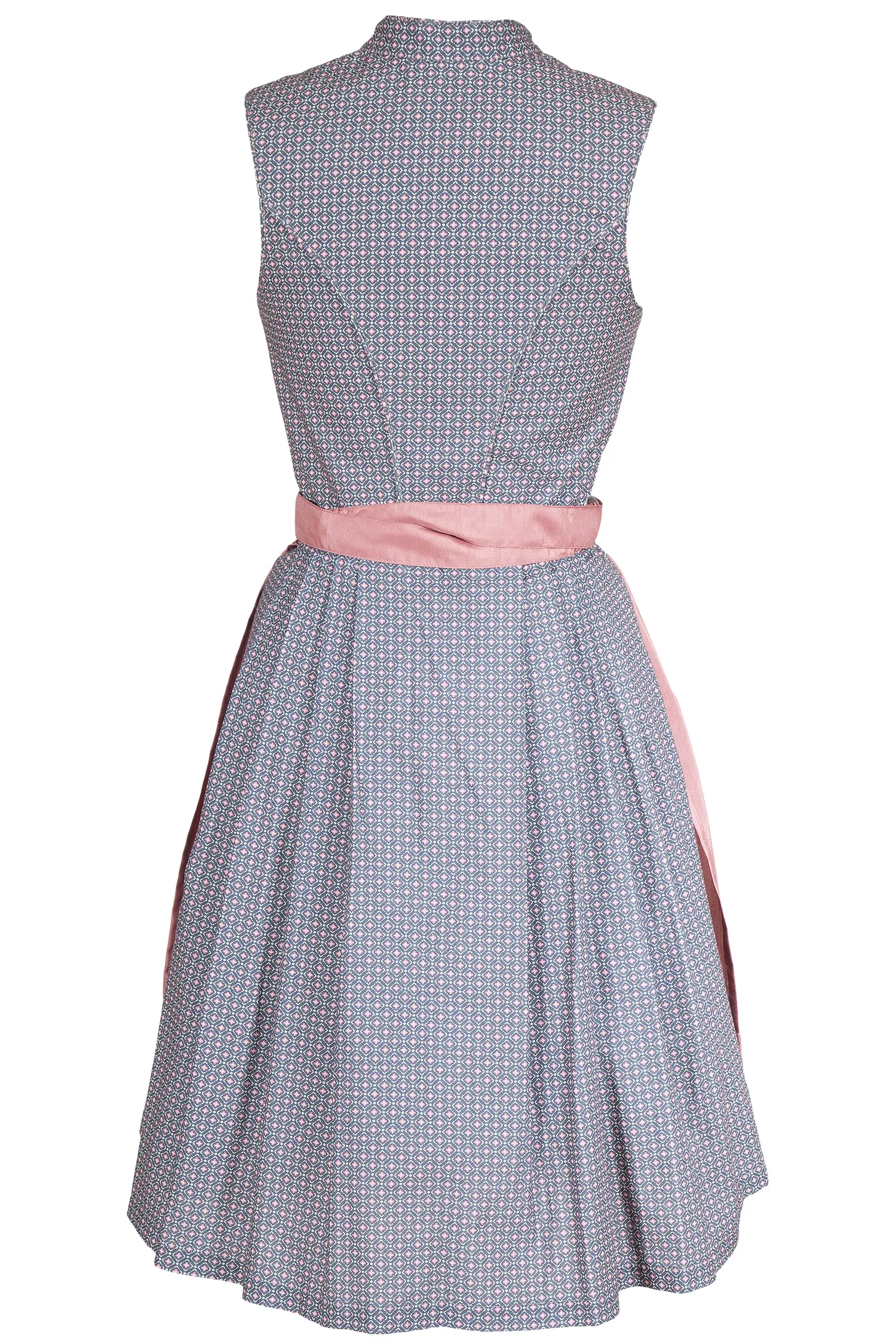 Midi Dirndl hochgeschlossen in stahlblau Rückansicht