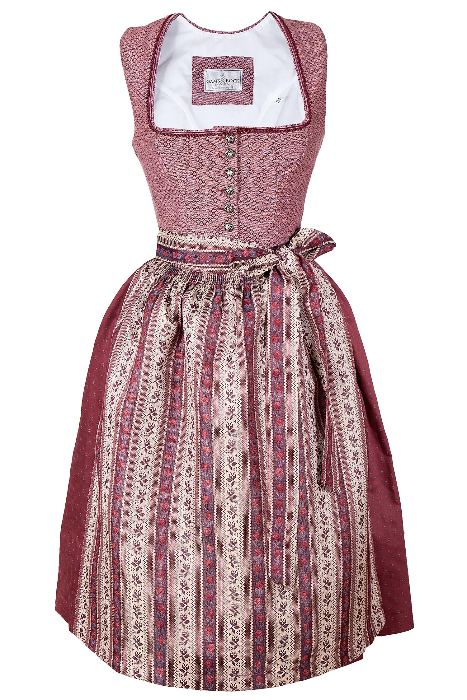 3097-1642-rt9-22-09d-2774 Dirndl in bordeaux mit traditioneller Schürze