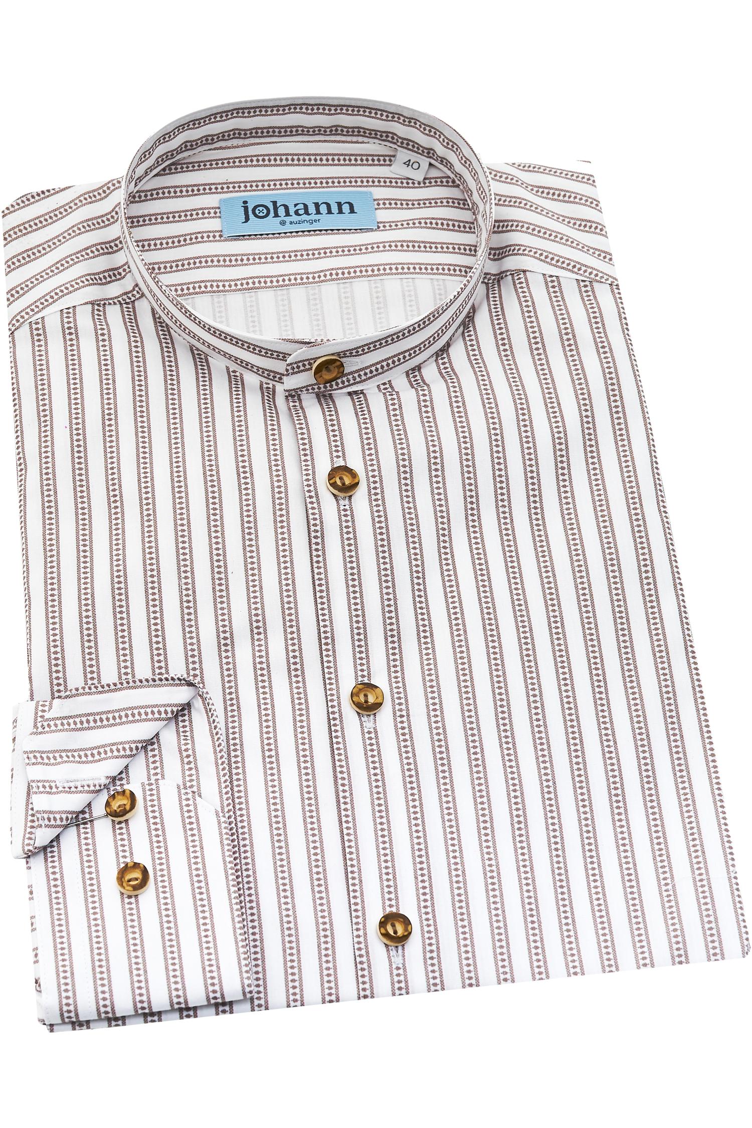 Herrenhemd Johann mit Braunen Applikationen Weiß Braunes Herrenhemd von Johann