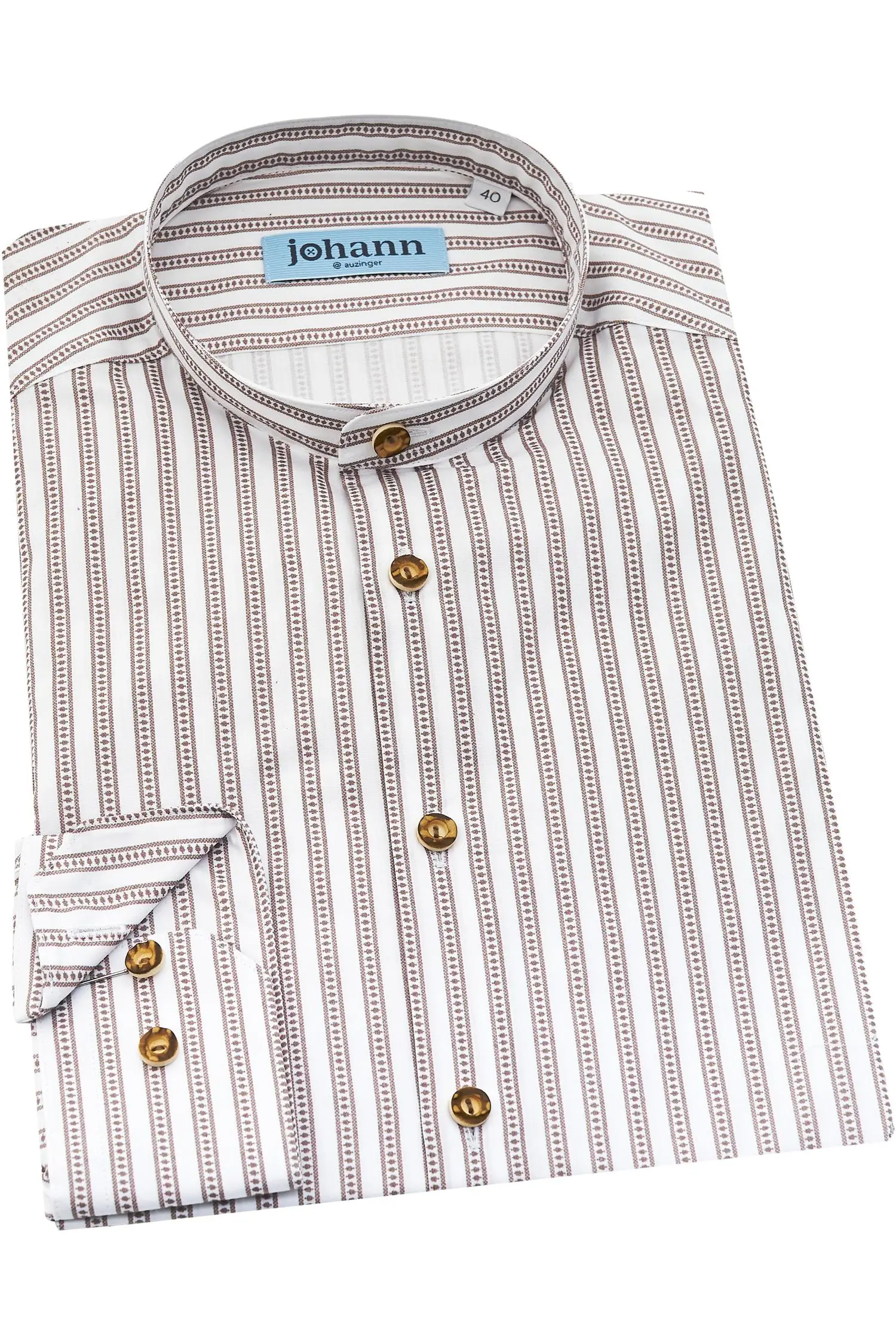 Herrenhemd Johann mit Braunen Applikationen Weiß Braunes Herrenhemd von Johann