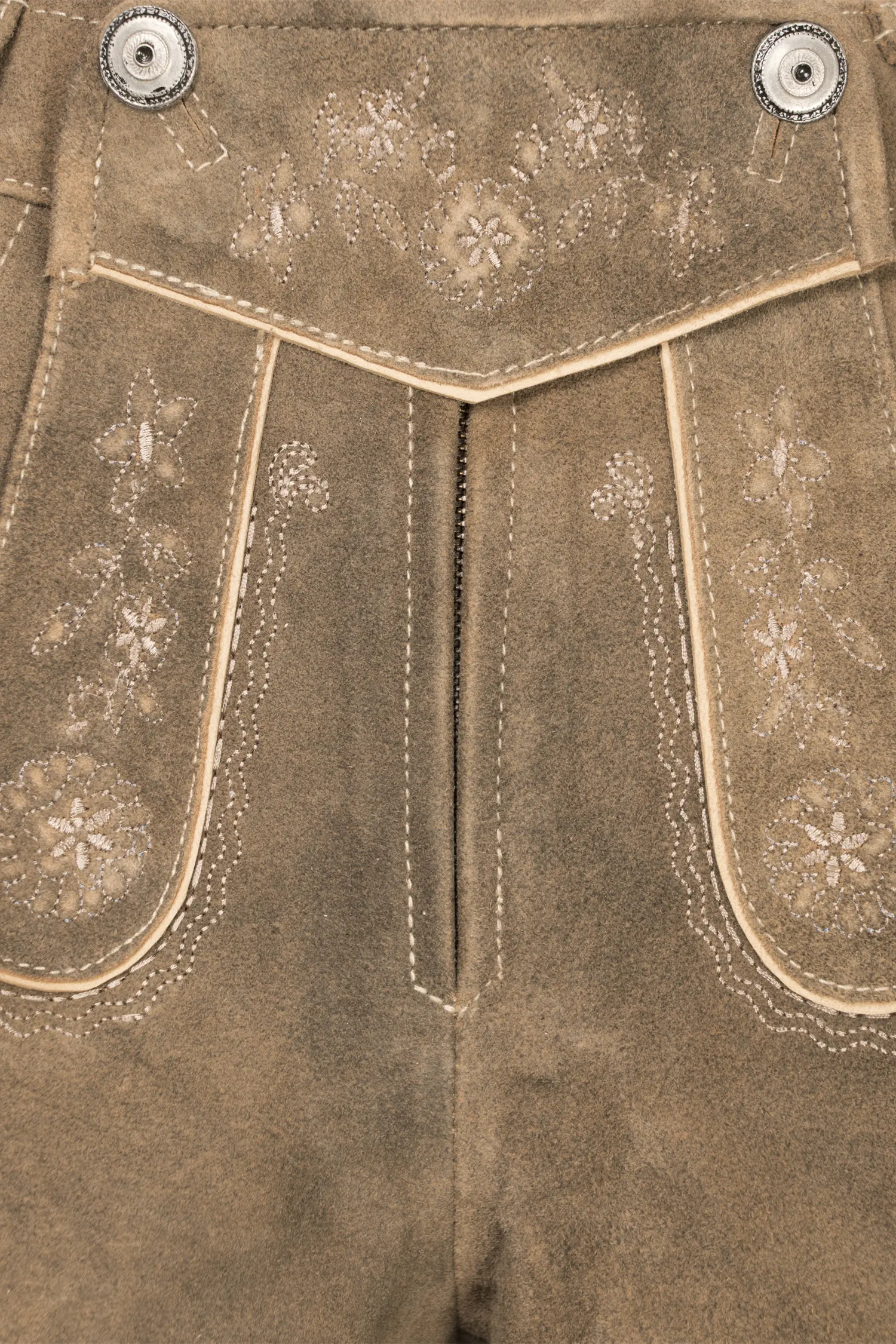 Lederhose Halensee in Braun Detail Latz