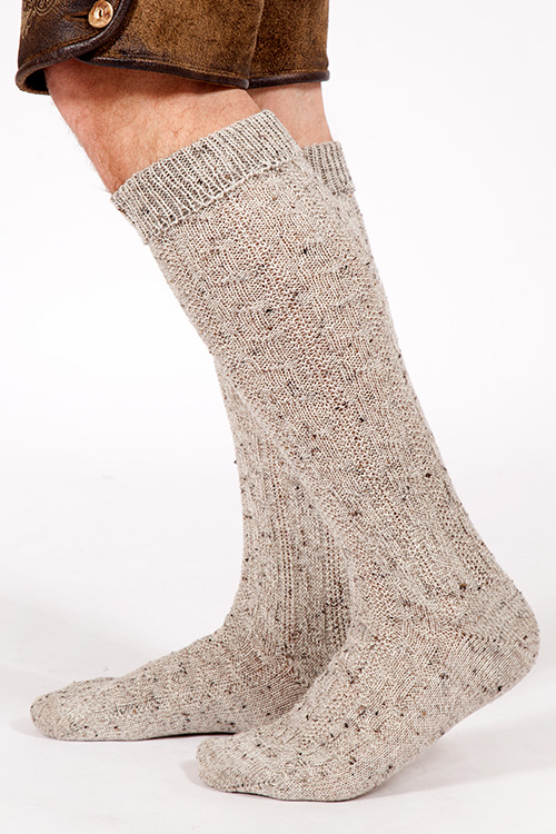 Trachten Bundhosenstrümpfe in natur melange Trachten Kniestrümpfe aus Wolle in beige natur