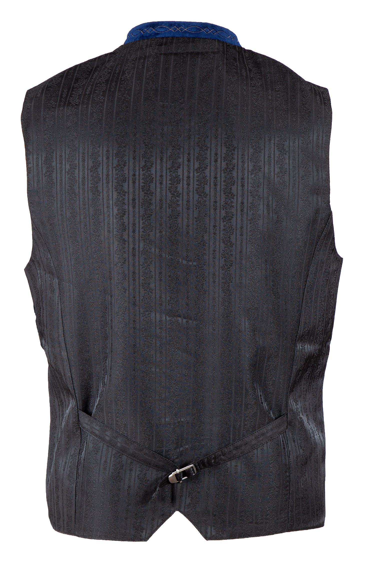 1343-1058-gr4-22-06c-0493 Trachtenweste Fabricio aus Loden in anthrazit und blauem Detail hinten