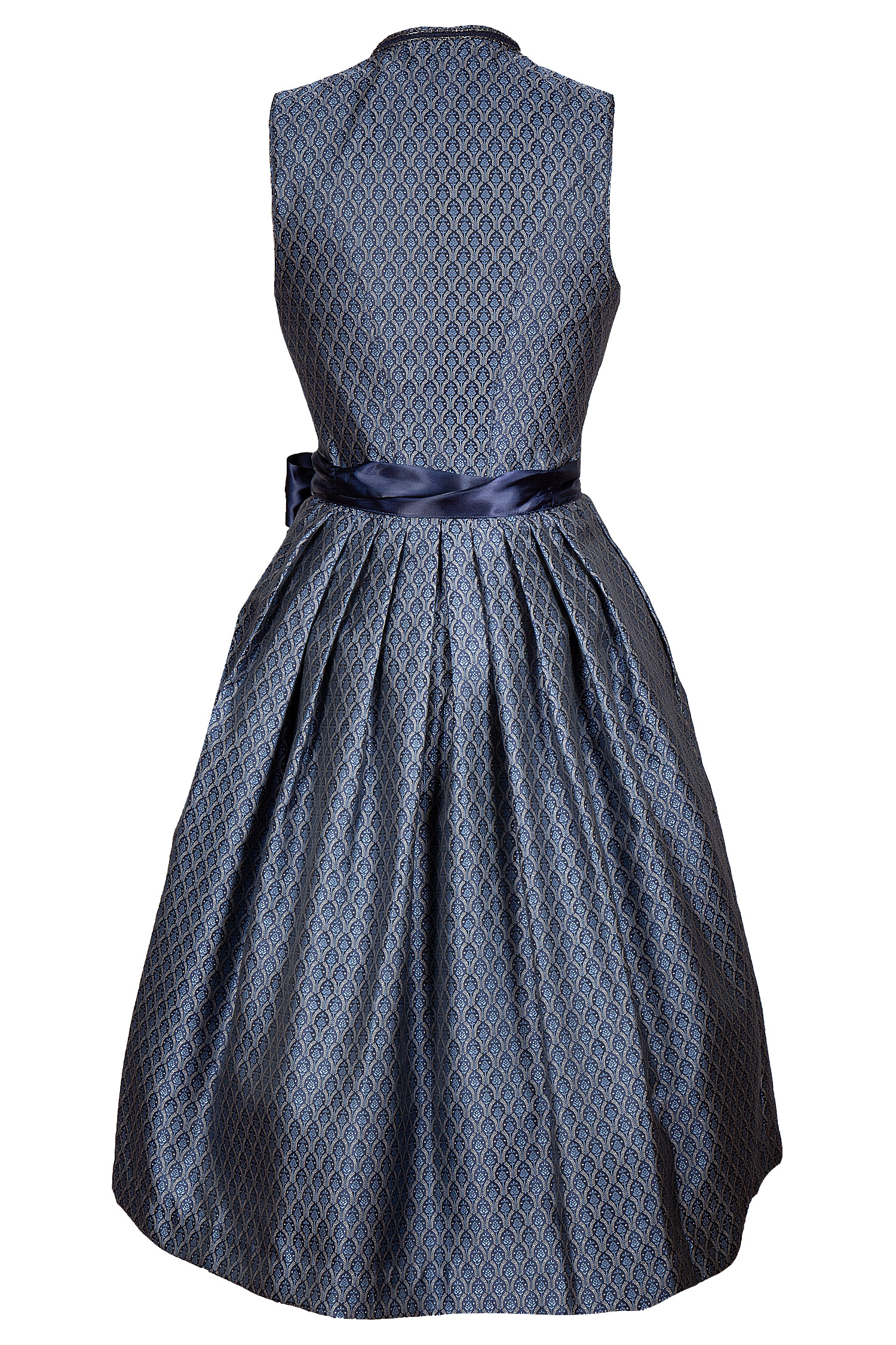 3096-0087-bl8-22-08e-1986 hochgeschlossenes Dirndl dunklem blau - Rückansicht