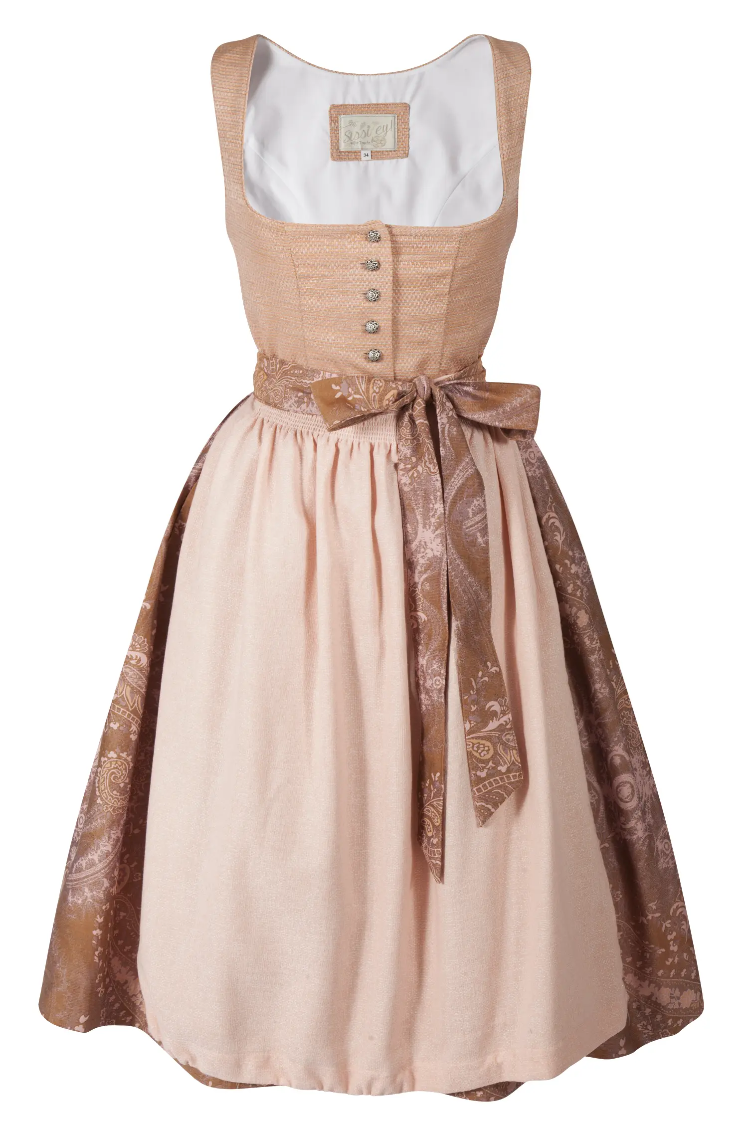 3098-0357-RO423-05-b6551 Dirndl Isabella von Sissi ey! in Webstoff-Optik und auffälligem Rock