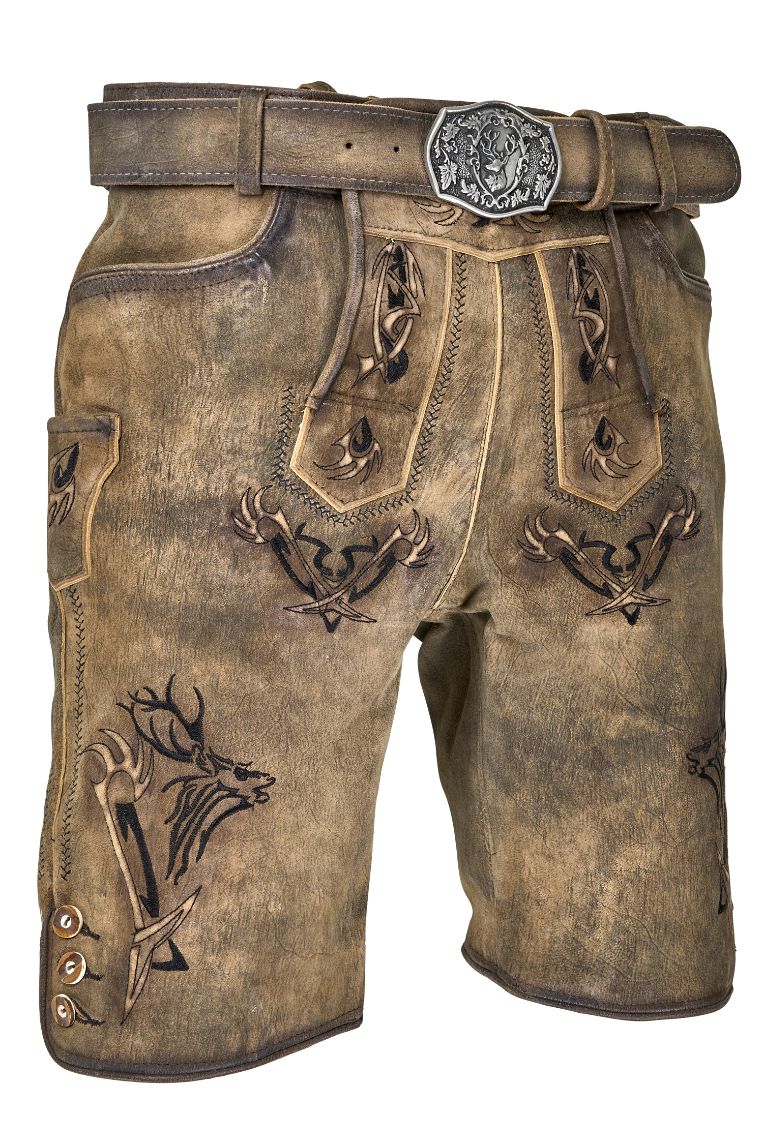 Kurze Lederhose Felixsee in mittelbraun Lederhose braun Maddox