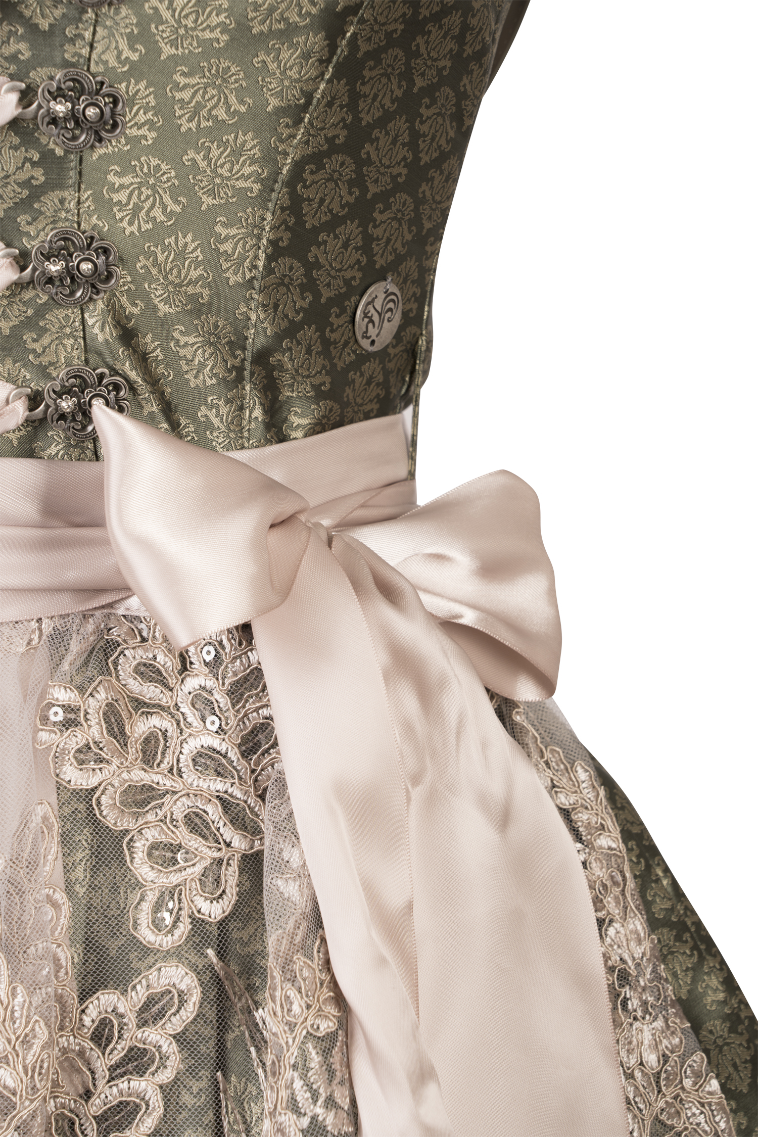 Trendiges Dirndl von Marjo in Grün Detail Mieder