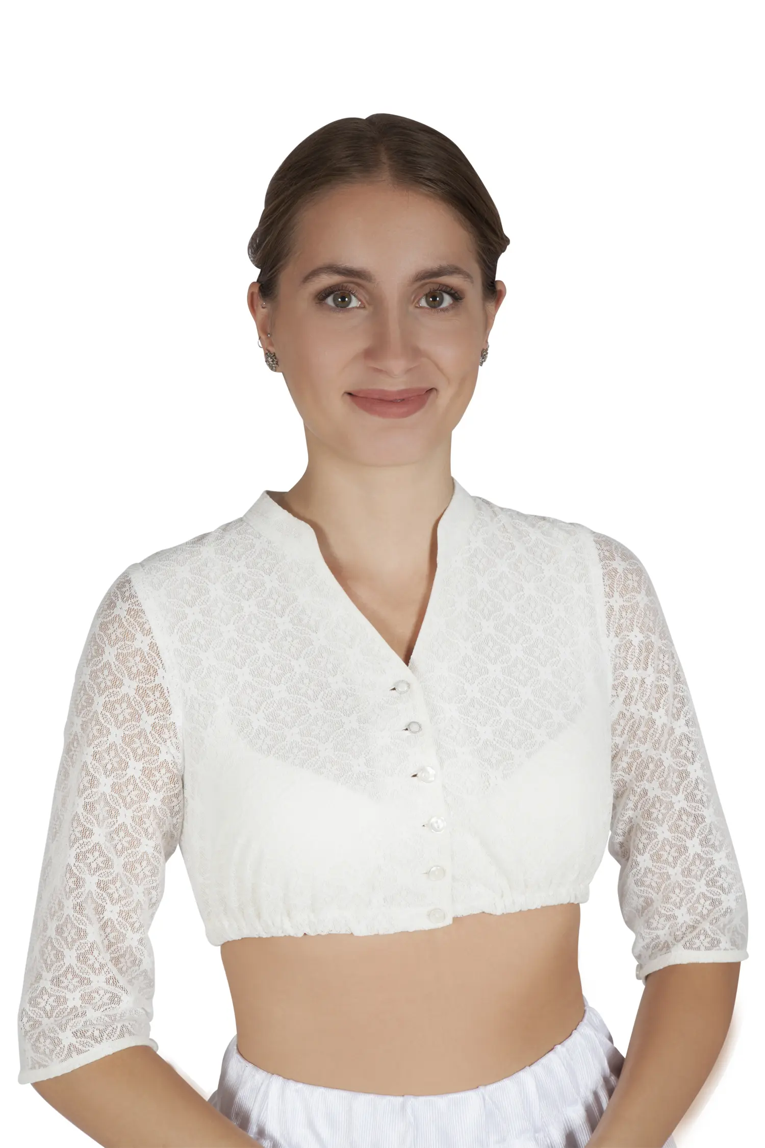 Feine Dirndlbluse in ecru