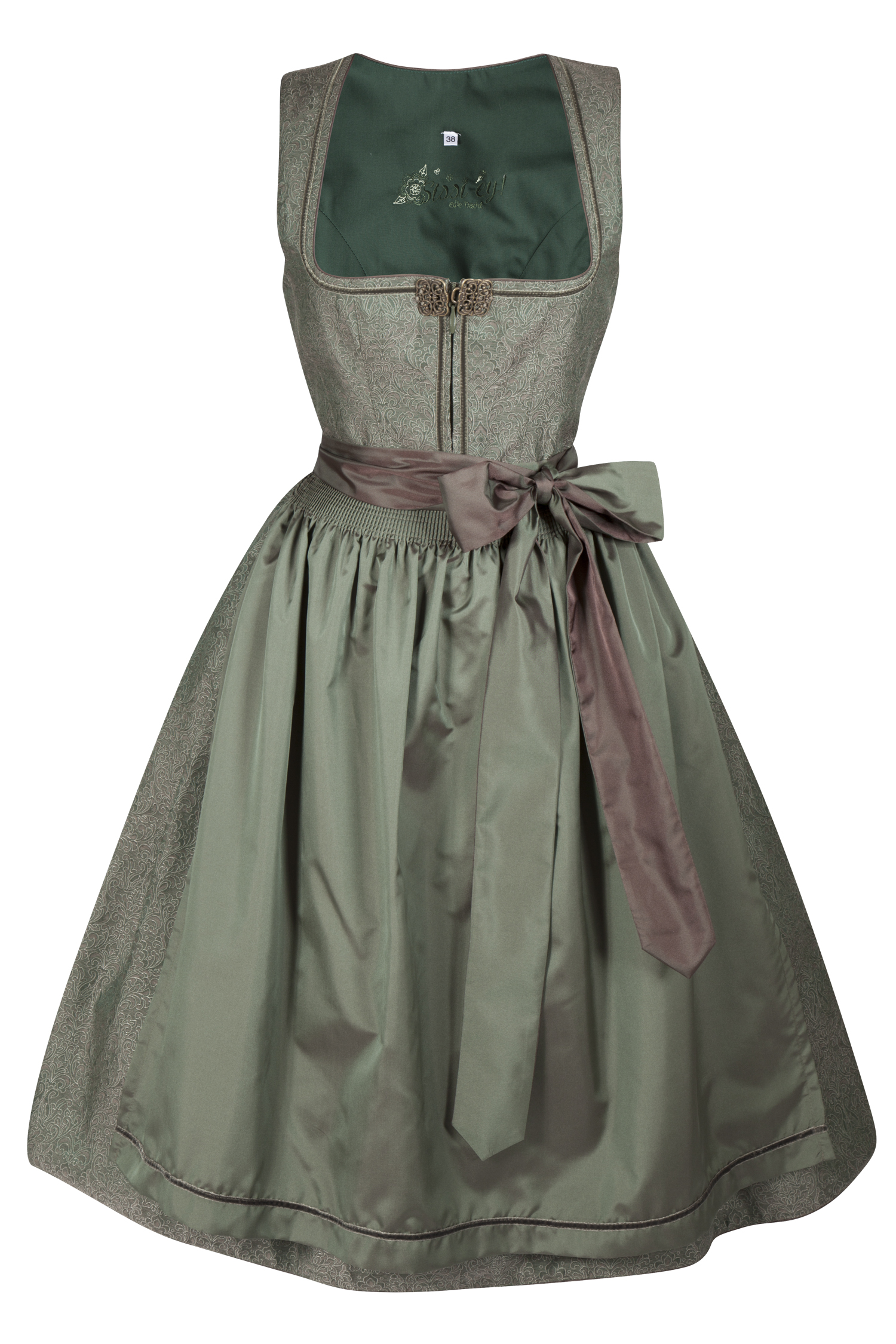 3098-0378-GN4-23-06-a0279 Extravagantes Schimmer-Dirndl in oliv