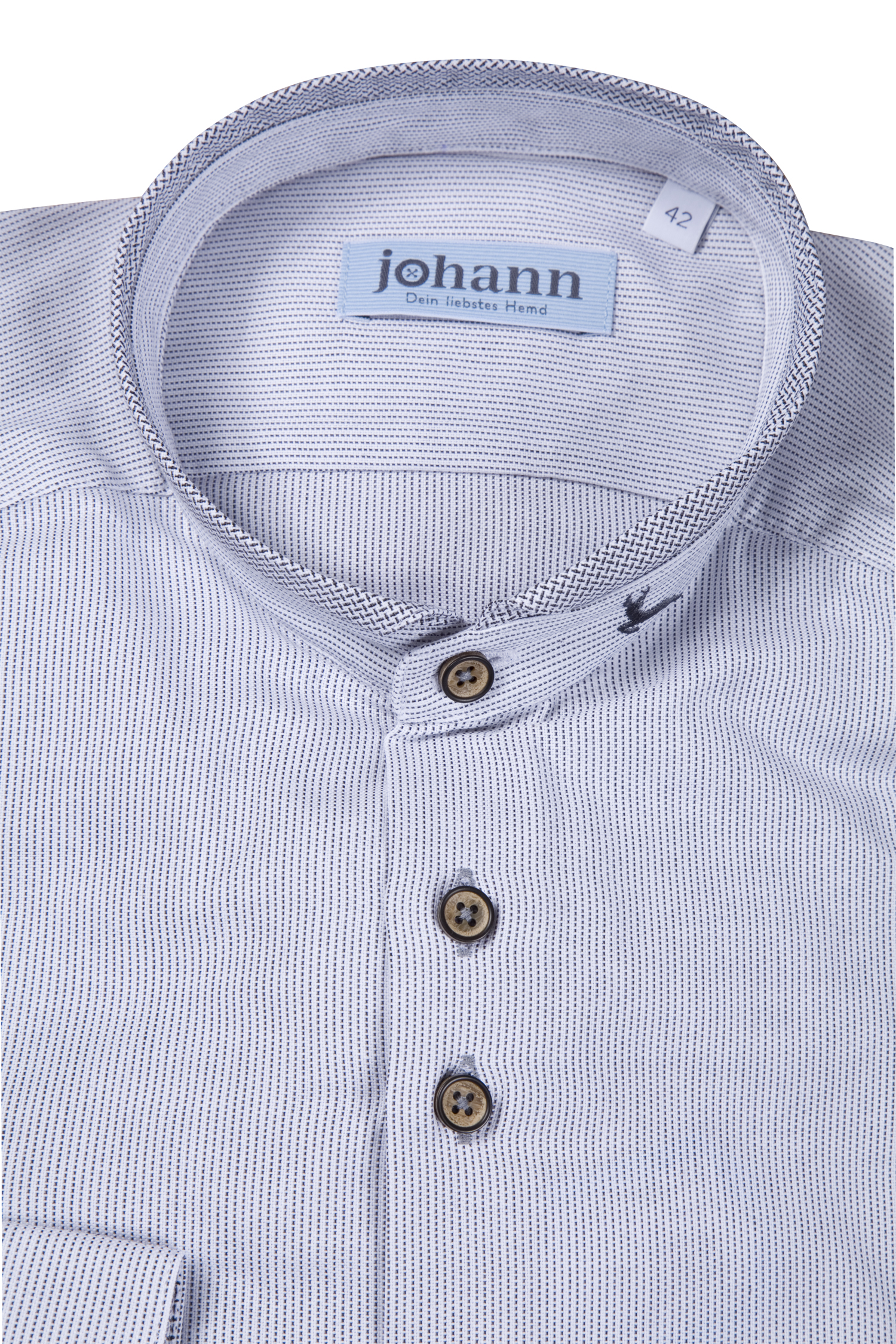 1509-0027-gr5-23-11-300018 Trachtenhemd weiß / grau - Detail Kragen