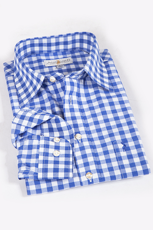 Trachtenhemd kariert blau weiß slim fit 2