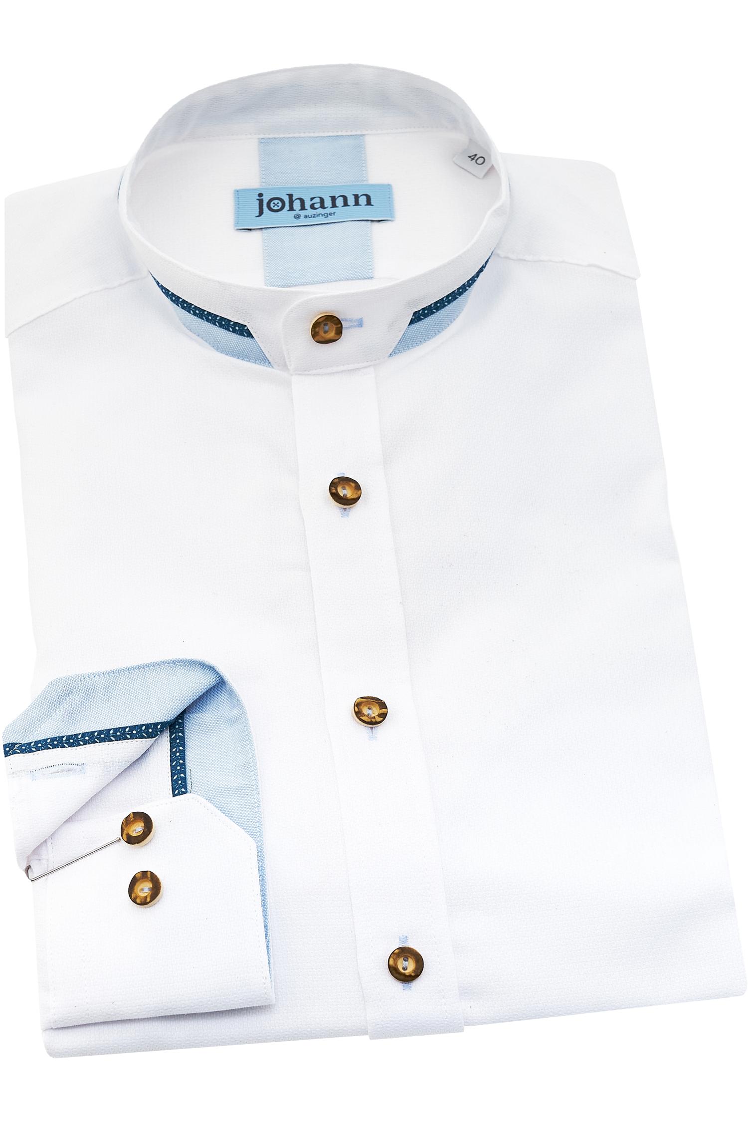 Herrenhemd Johann in weiß mit Blauen Applikationen Johann Hemd Weiß mit Blauen Applikationen