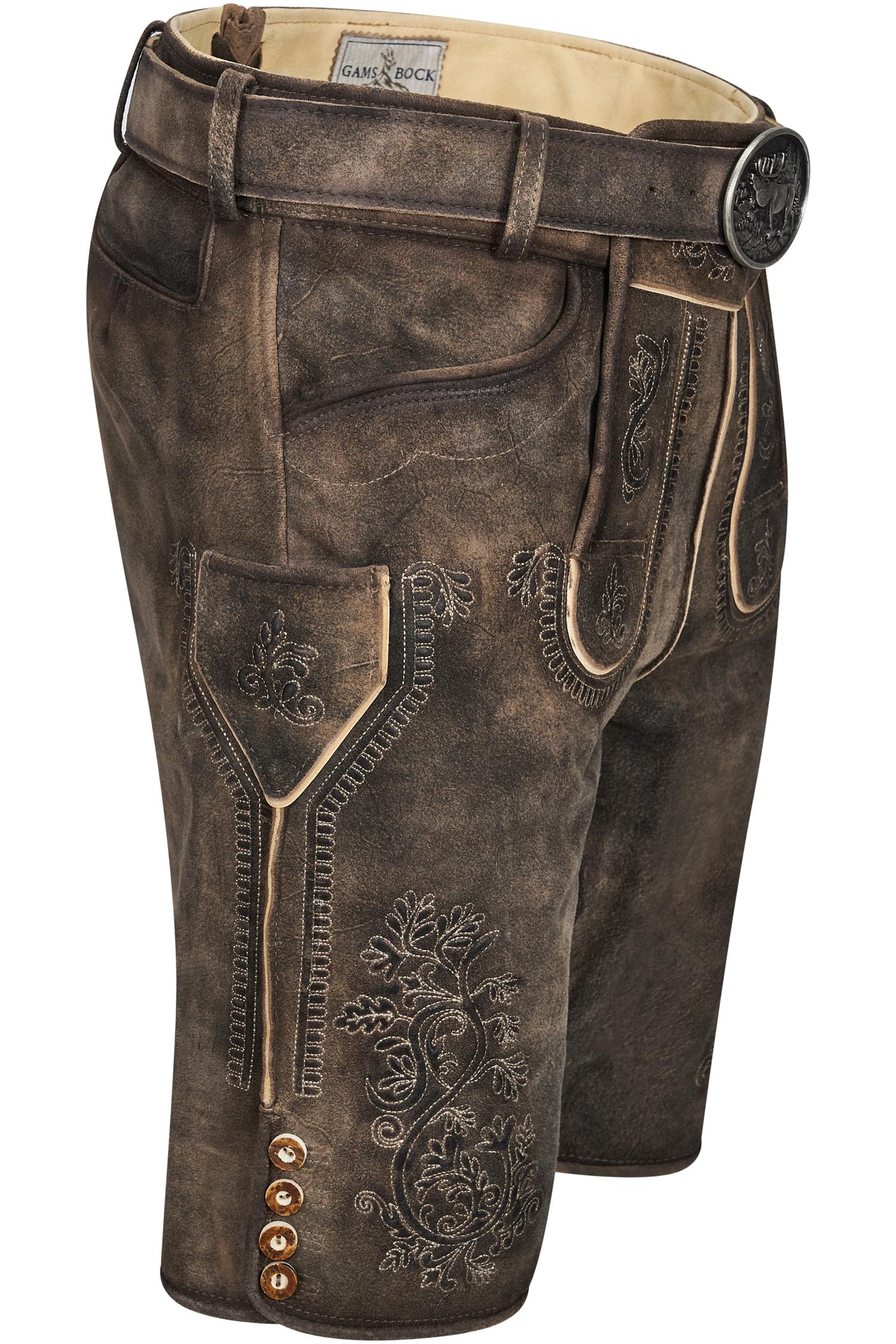 Lederhose Bertl von Gamsbock in Dunkelbraun