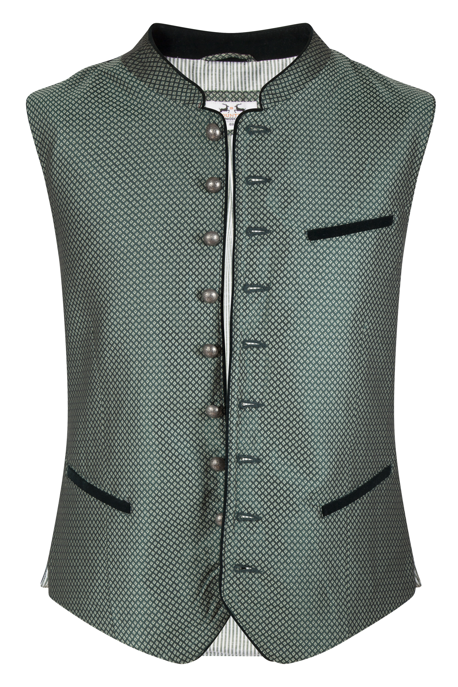 1345-0153-GN523-05-b6496 Trachtenweste in dunkelgrün mit Samtkragen