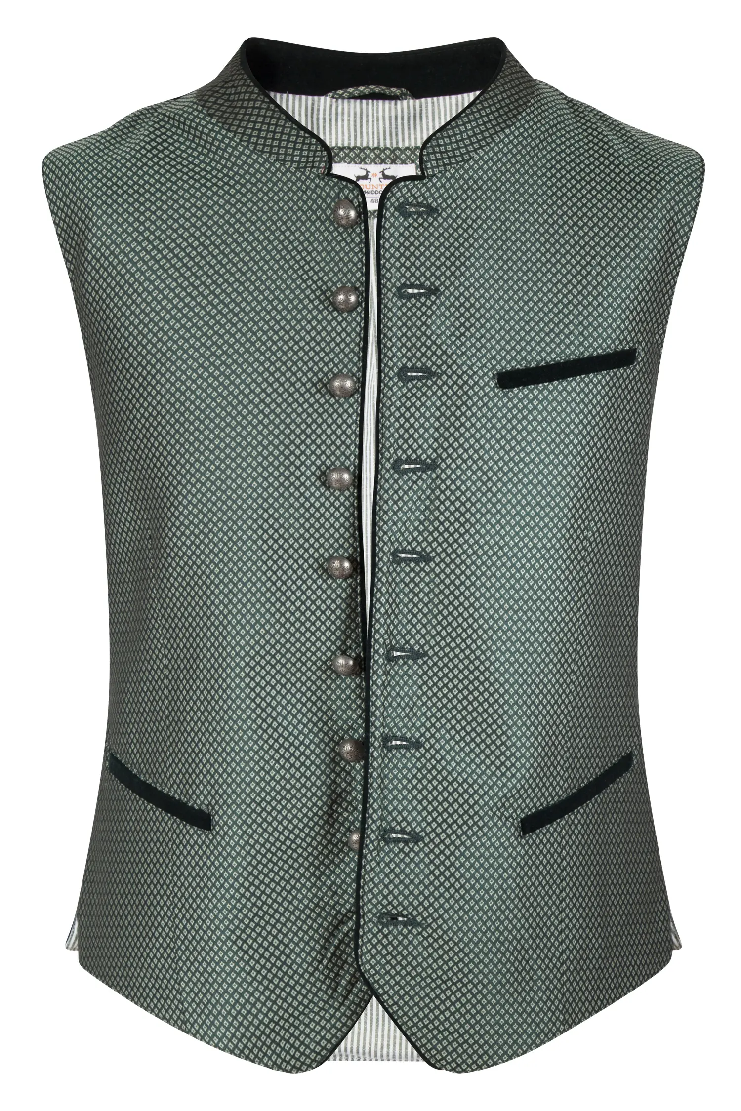 1345-0153-GN523-05-b6496 Trachtenweste in dunkelgrün mit Samtkragen
