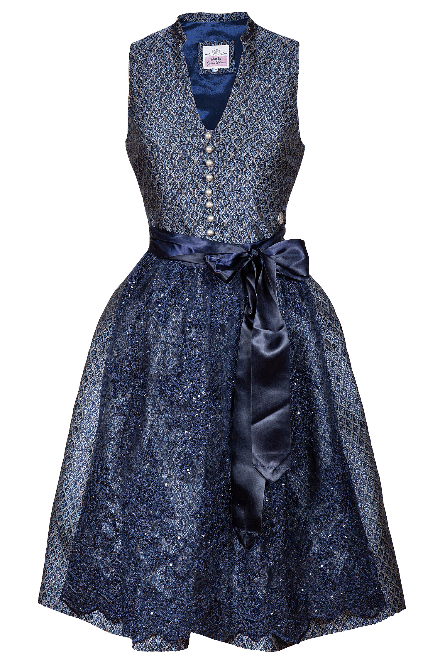 3096-0087-bl8-22-08e-1982 hochgeschlossenes Dirndl dunklem blau
