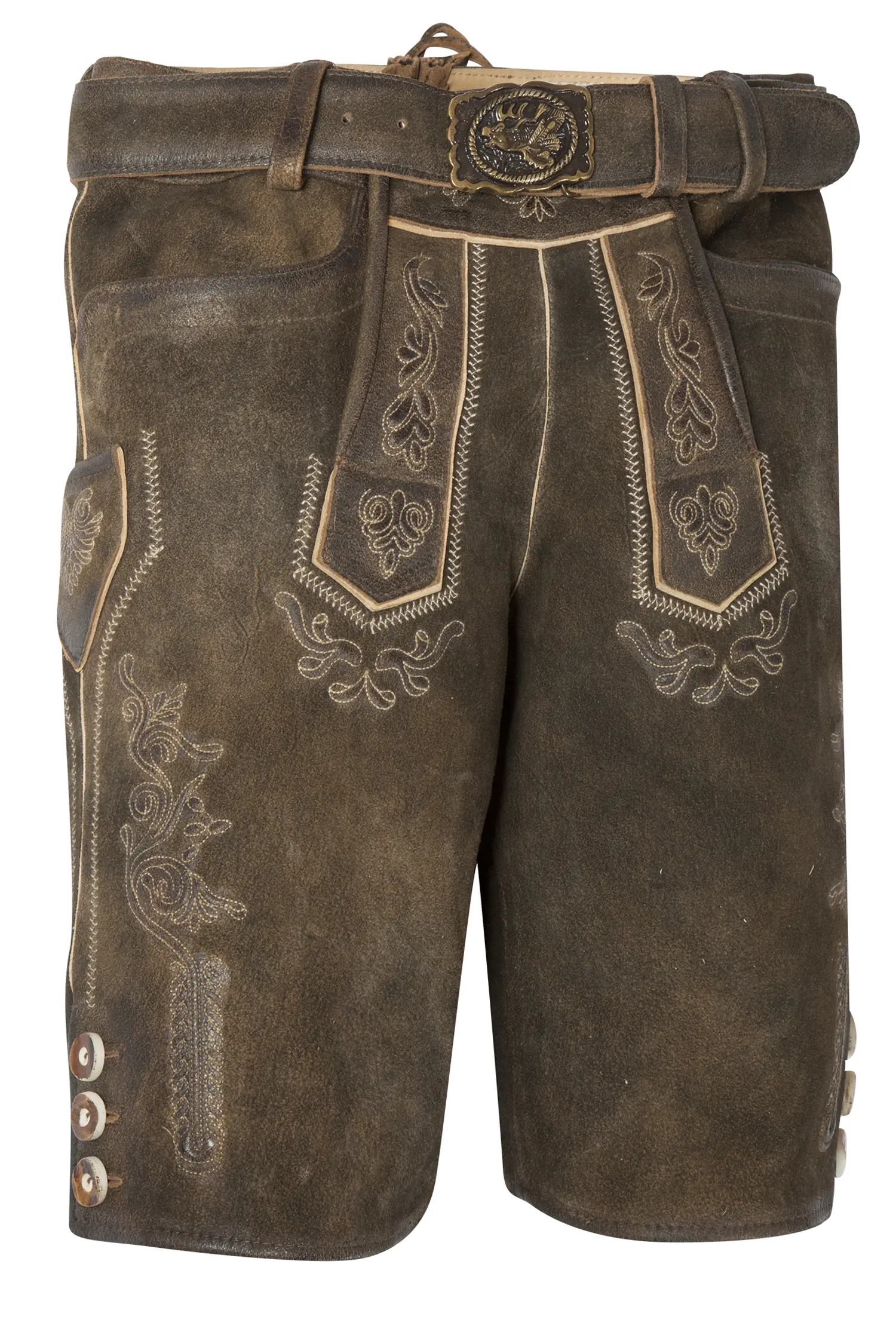 1601-1024-4NA-23-05-e7283 Lederhose Loisach in dunkelbraun mit Gürtel