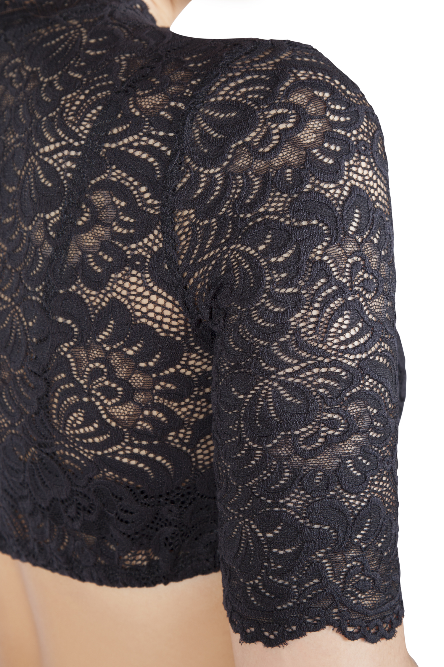 2573-0062-sw5-23-05h-8305 Dirndlbluse Amerika in schwarz mit O-Ausschnitt - Detail Ärmel