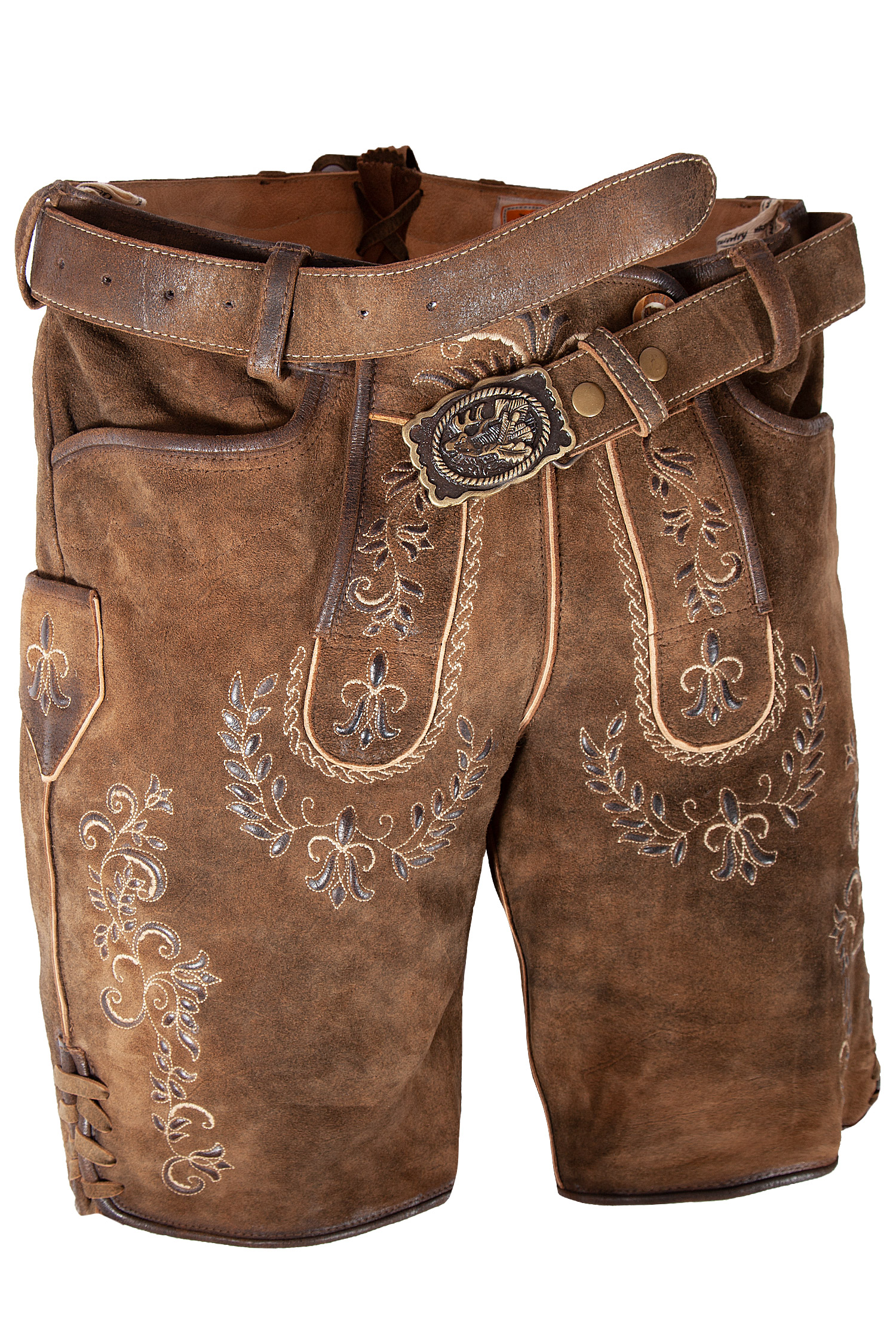 1602-0417-3na-22-08l-2556 Lederhose kurz mit besonderer Stickerei