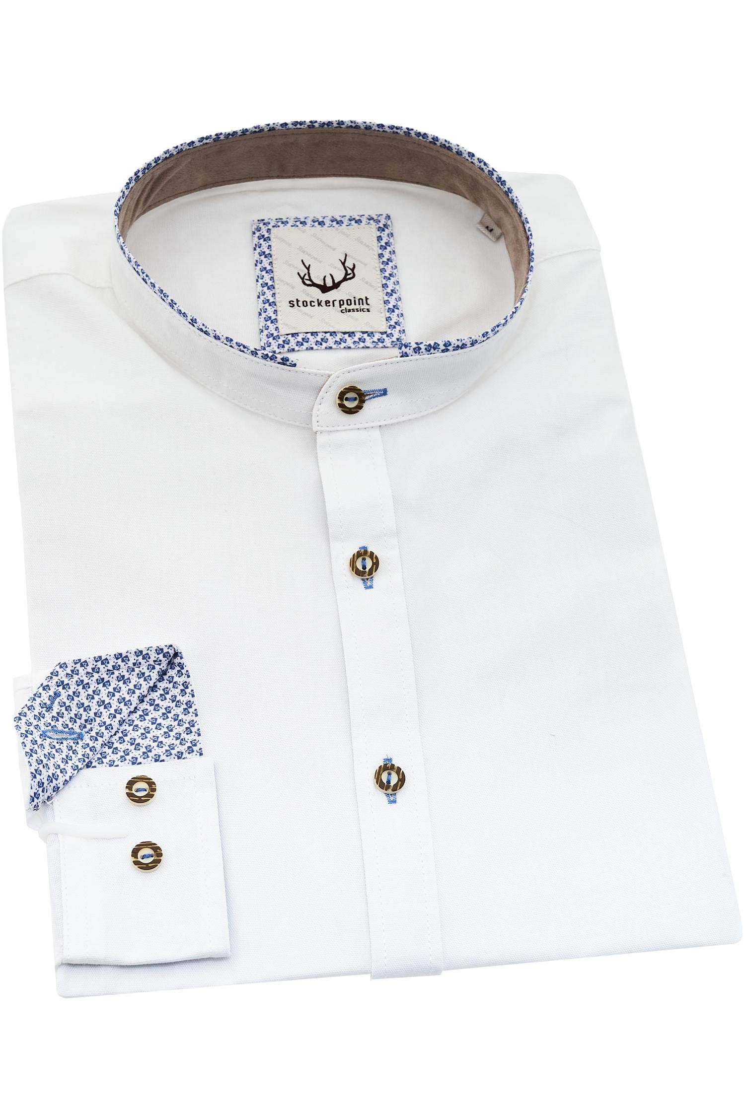 Trachtenhemd Raffa mit blauer Musterung Stockerpoint Hemd Raffa in Weiß