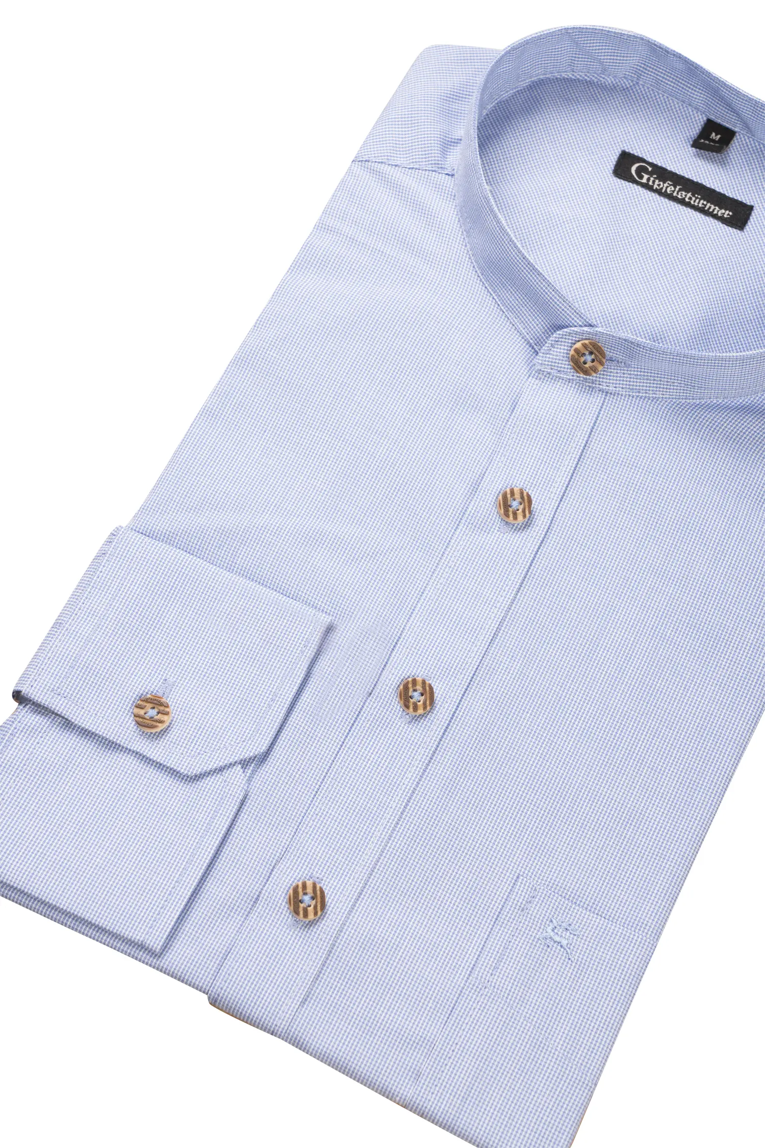 Gipfelstürmer Trachtenhemd mittelblau - Detail Ärmel