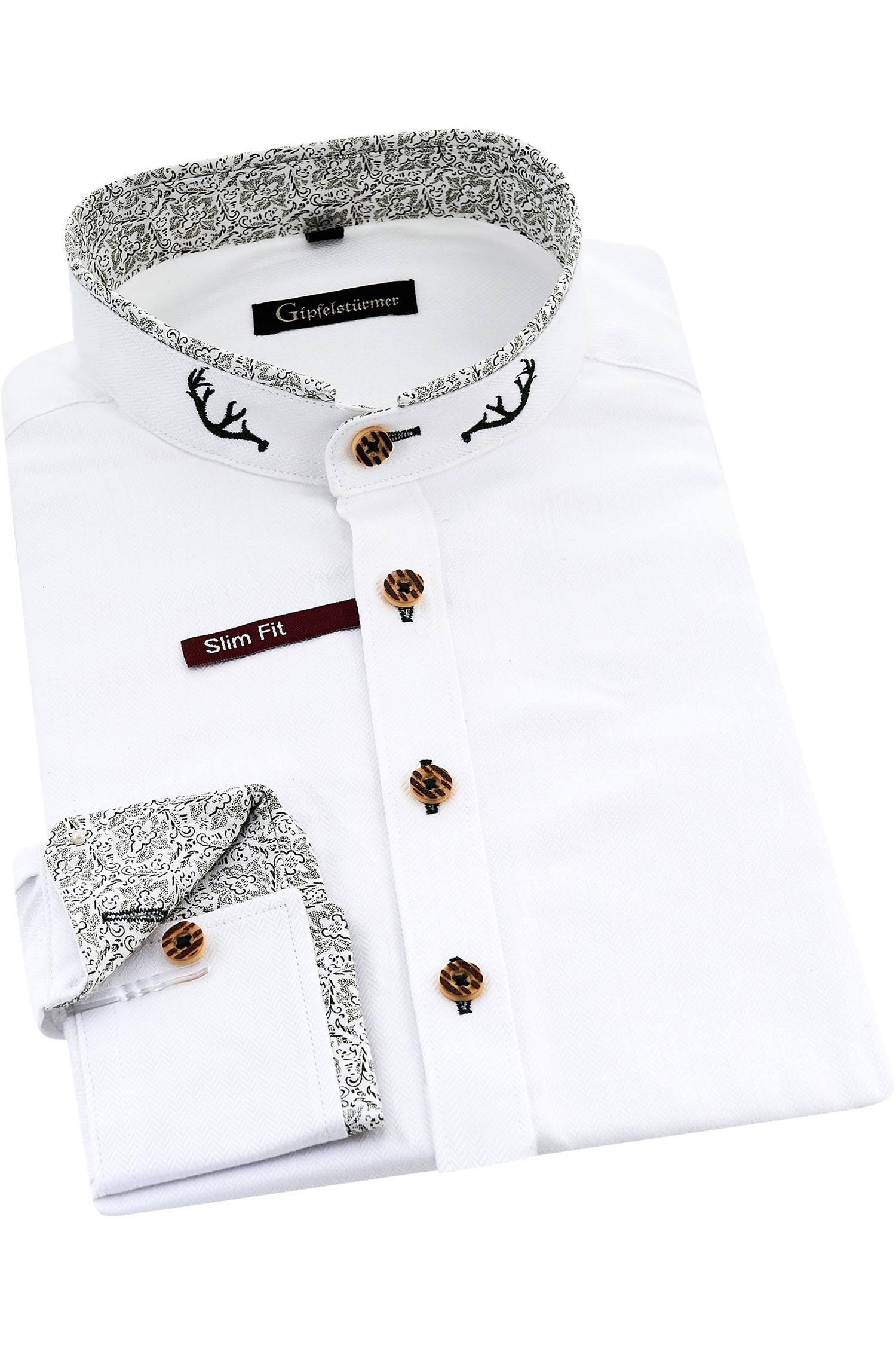Trachtenhemd in weiß mit grünen Details Trachtenhemd