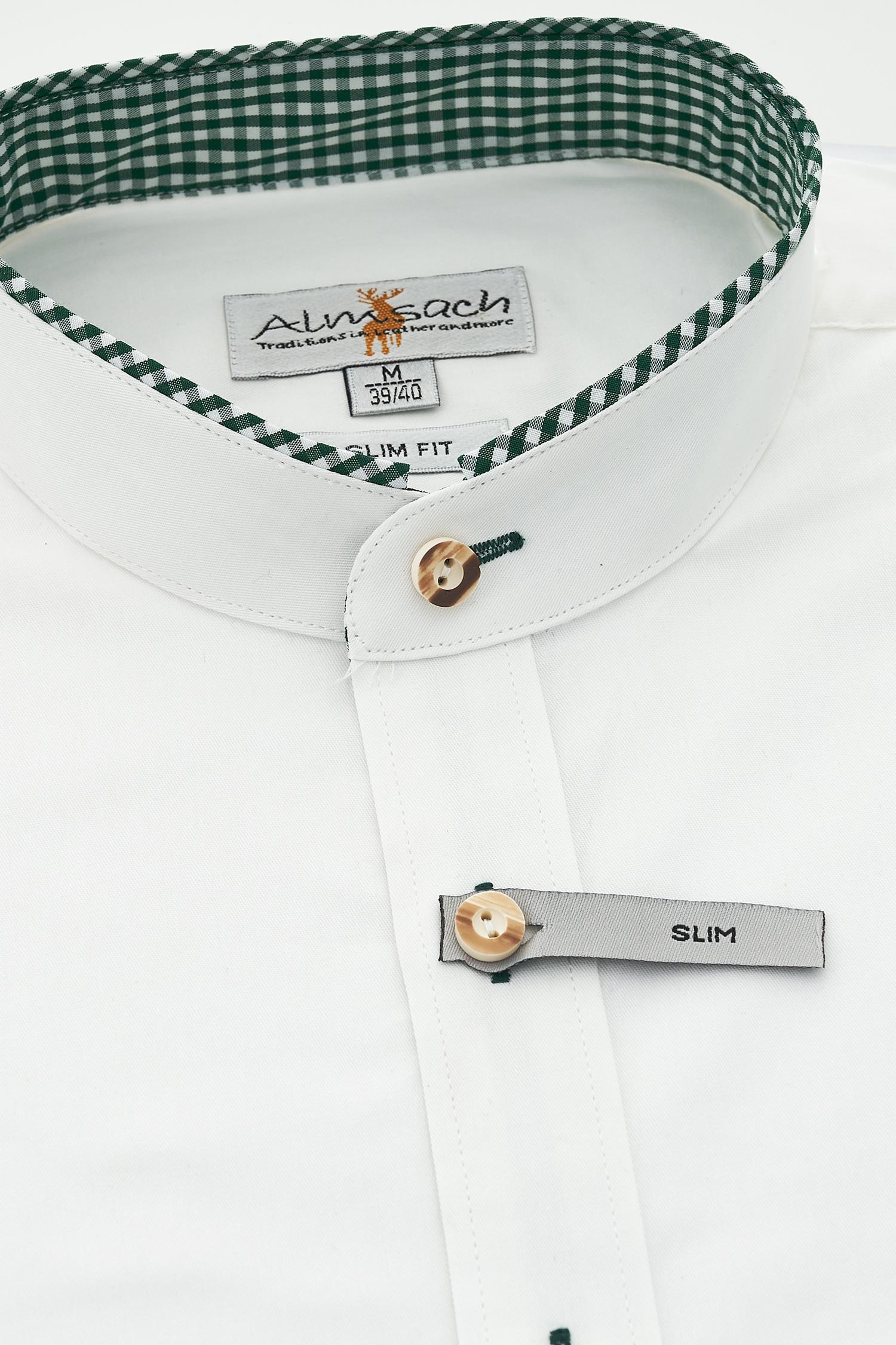 Weißes Almsach Hemd mit Grünen Applikationen