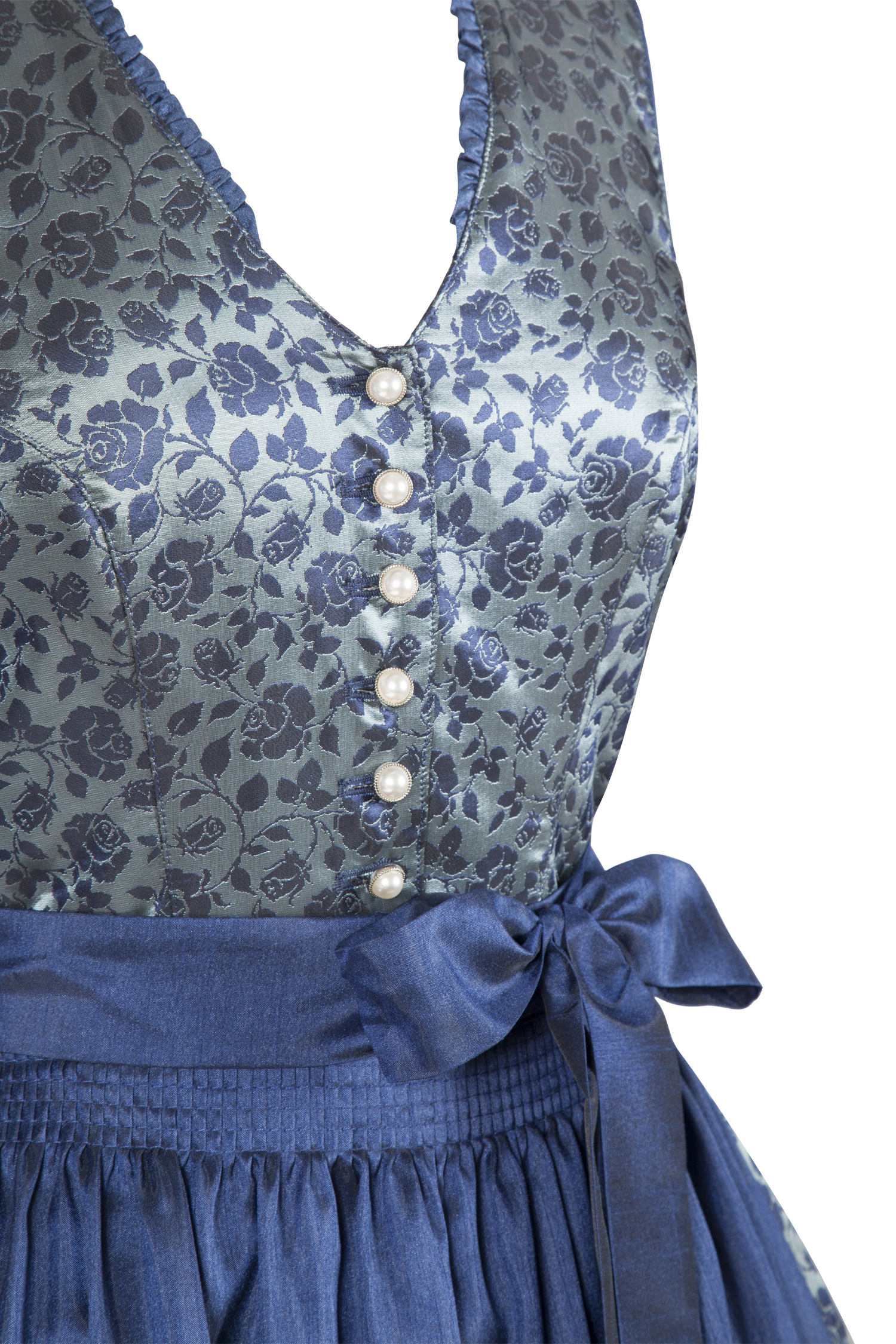 3086-1330-BL8-23-04g6315 Fesches Dirndl Adenau in dunkelblau/grau - Detail Mieder