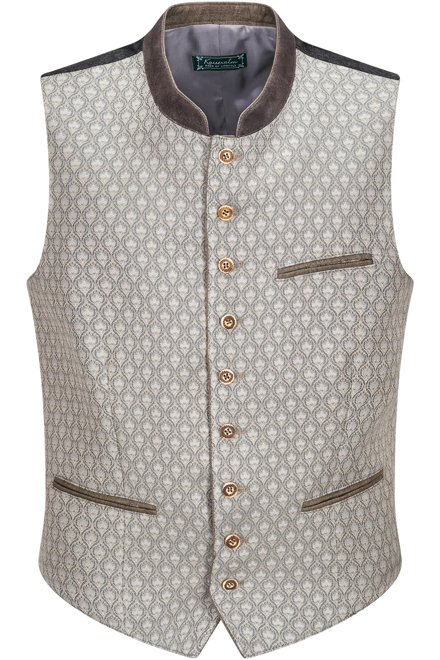 Trachtenweste Brixen von Kaiseralm in Beige Kaiseralm Weste Brixen in Beige mit Lederkragen