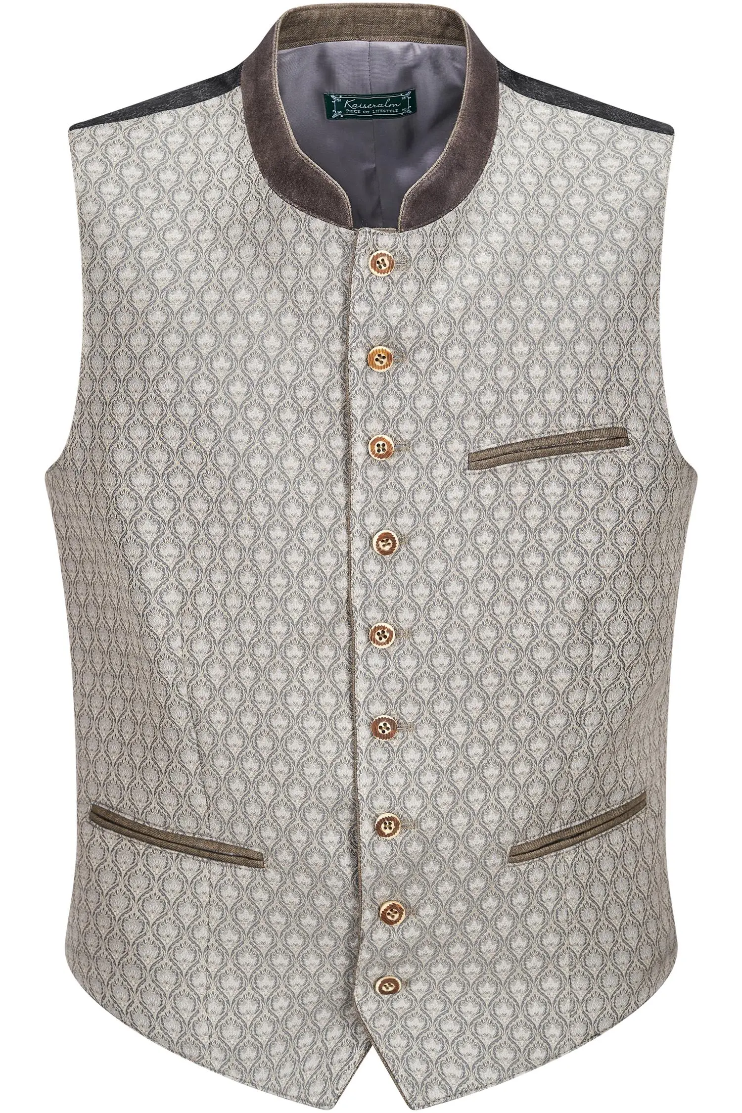 Trachtenweste Brixen von Kaiseralm in Beige Kaiseralm Weste Brixen in Beige mit Lederkragen